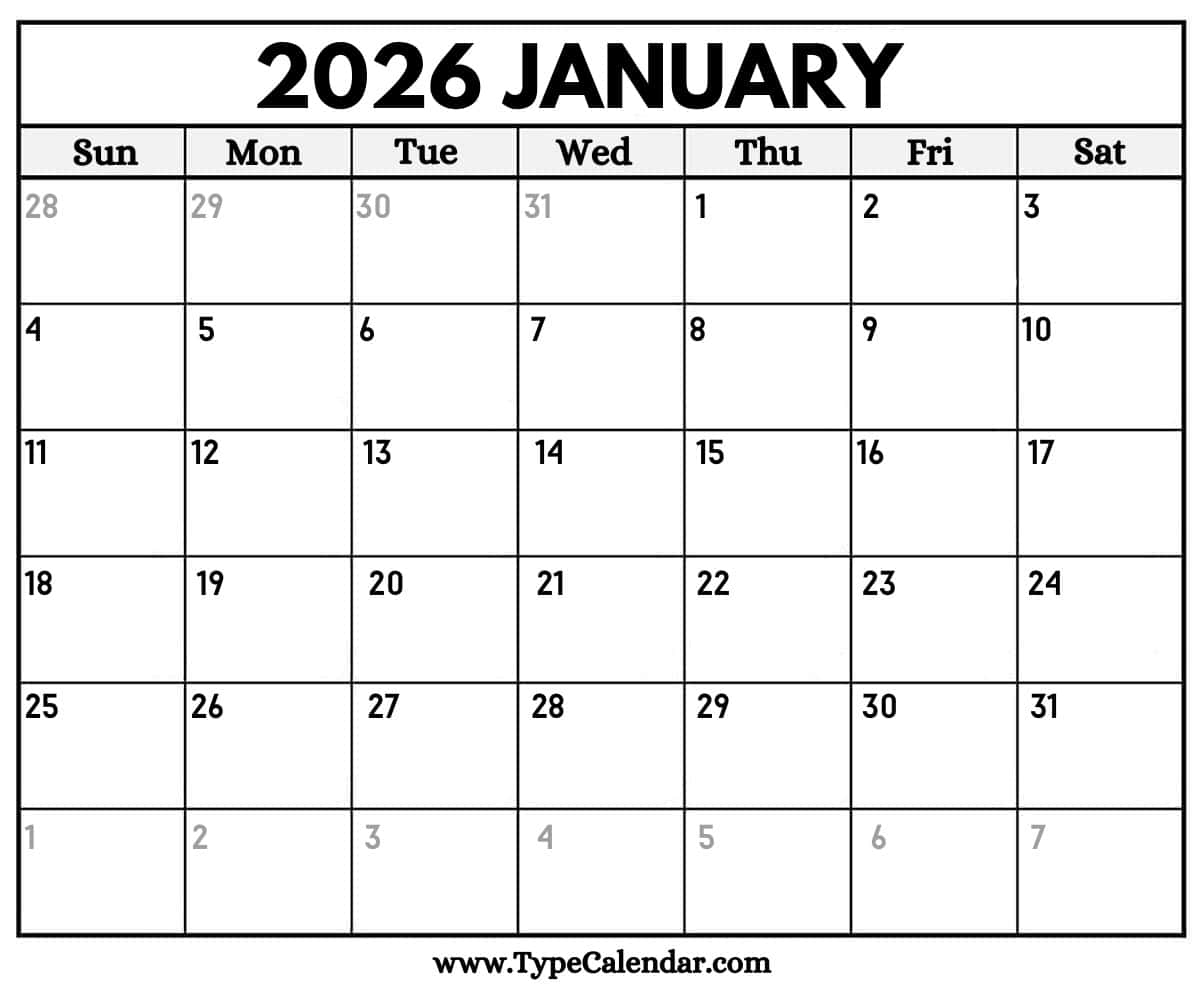 January 2026 Calendars Free Printable Templates January 2026 Calendars Free Printable Templates