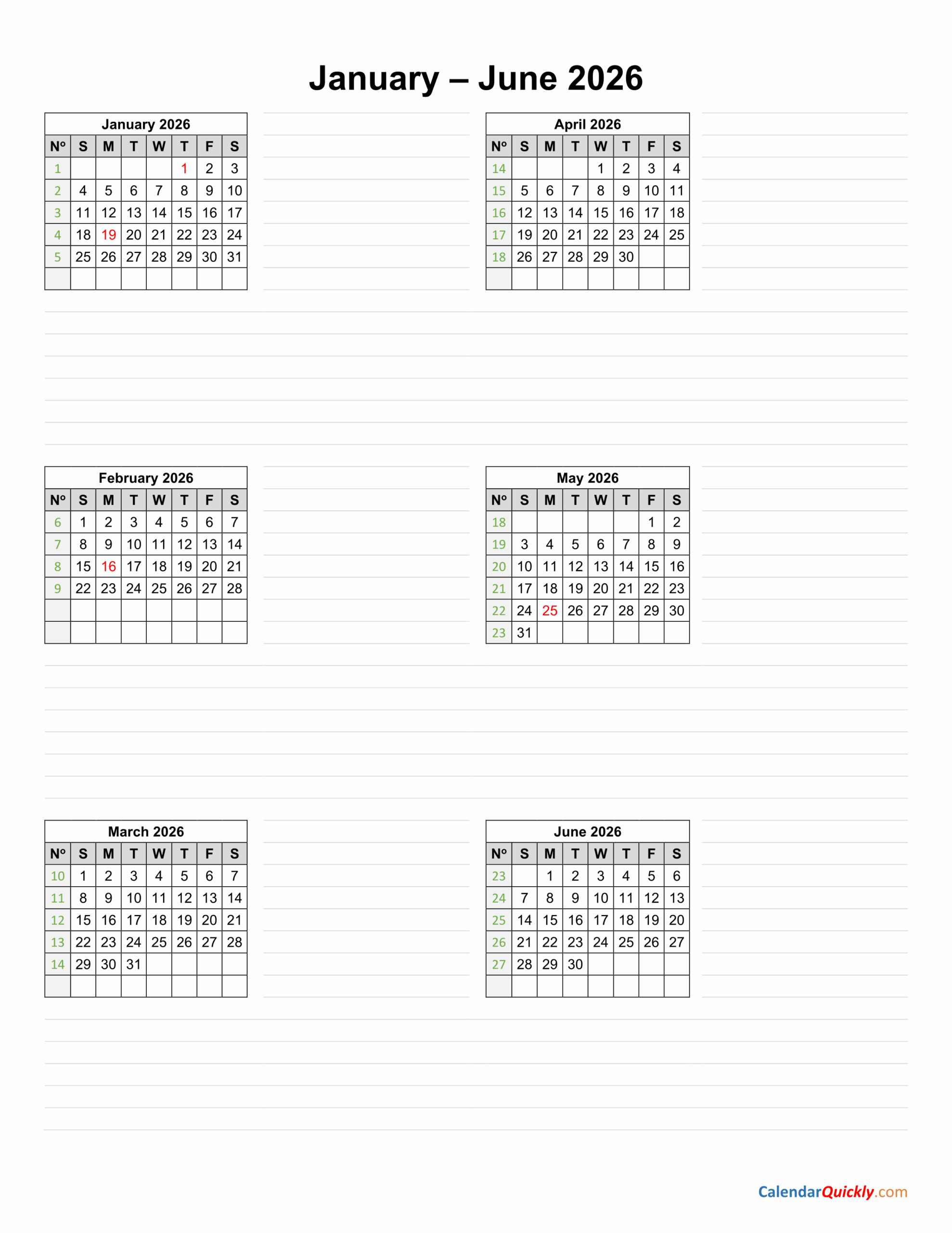 January To June 2026 Calendar Vertical Calendar Quickly January To June 2026 Calendar Vertical Calendar Quickly