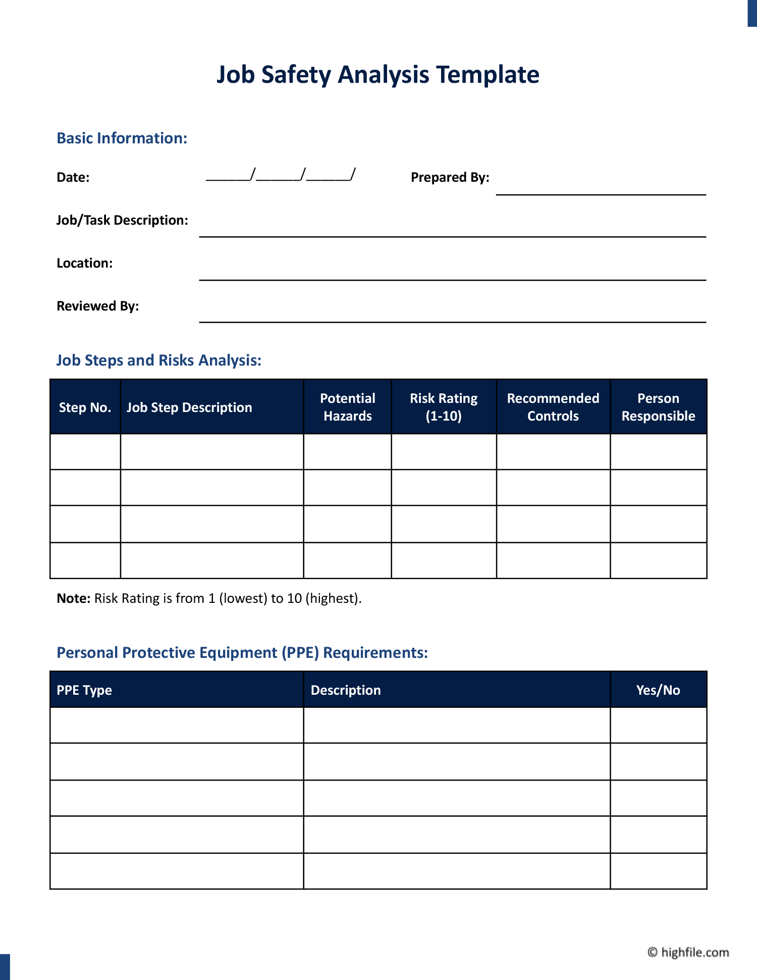 Job Safety Analysis Template Word Google Docs Highfile Job Safety Analysis Template Word Google Docs Highfile