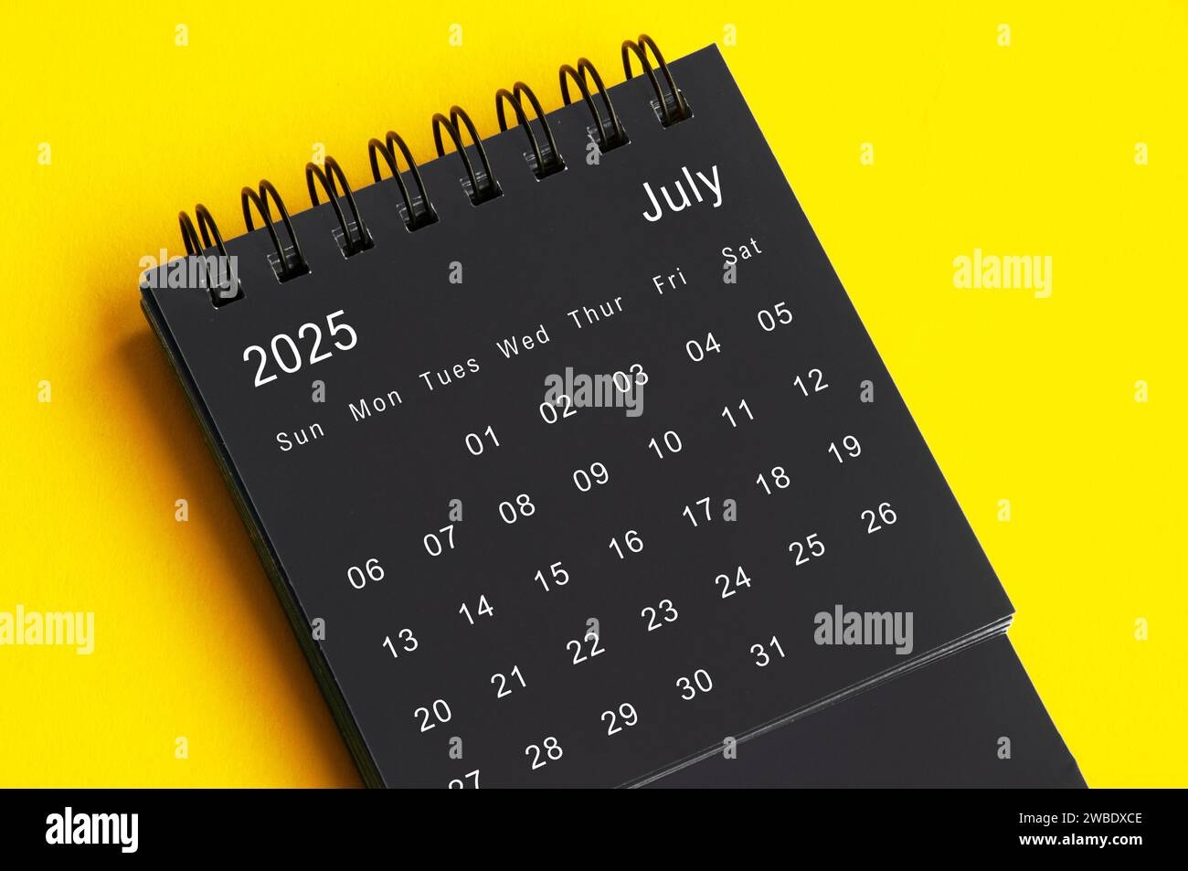 July 2025 Black And White Desk Calendar On Yellow Cover Background Calendar Concept Stock Photo Alamy July 2025 Black And White Desk Calendar On Yellow Cover Background Calendar Concept Stock Photo Alamy