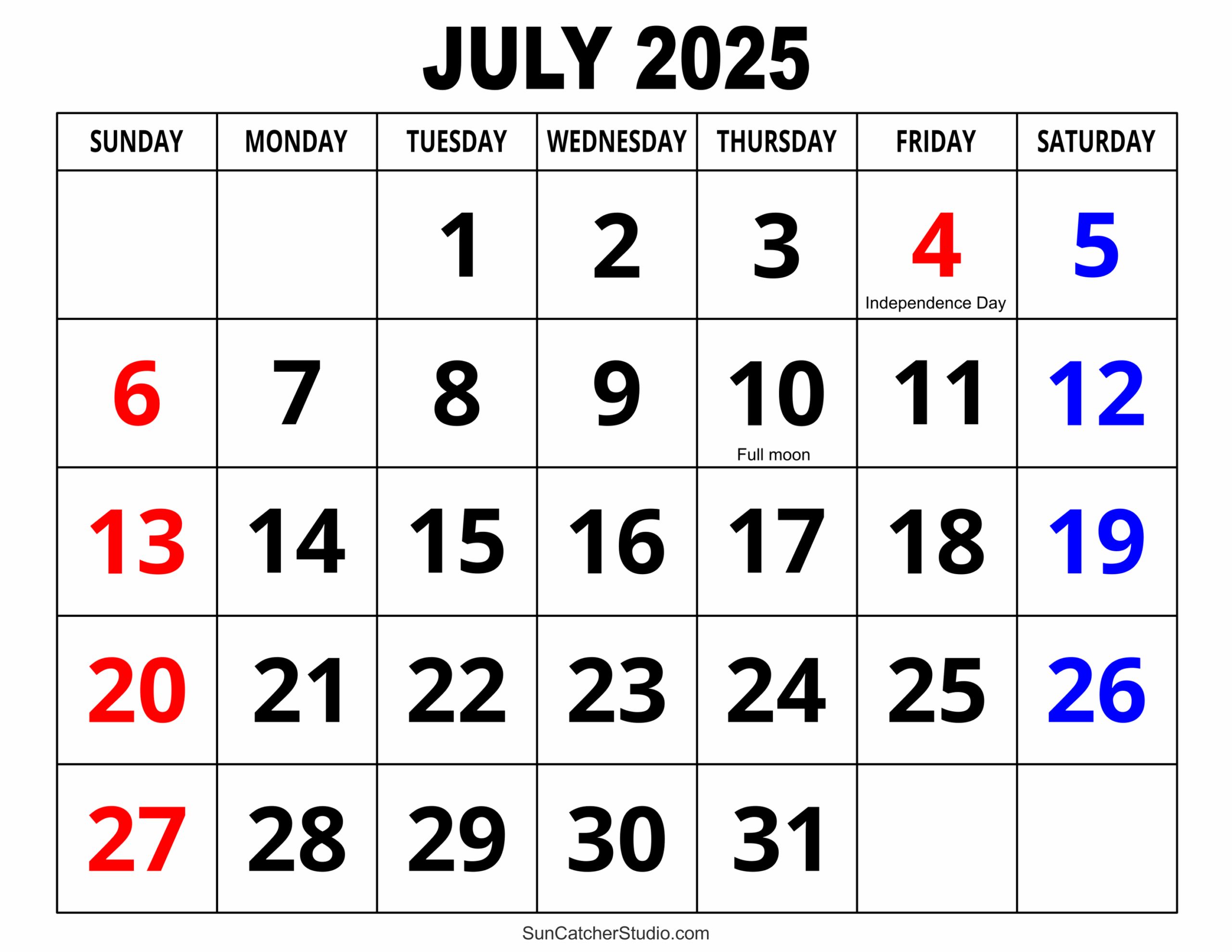 Calendar 2025 July Holidays Calendar 2025 July Holidays