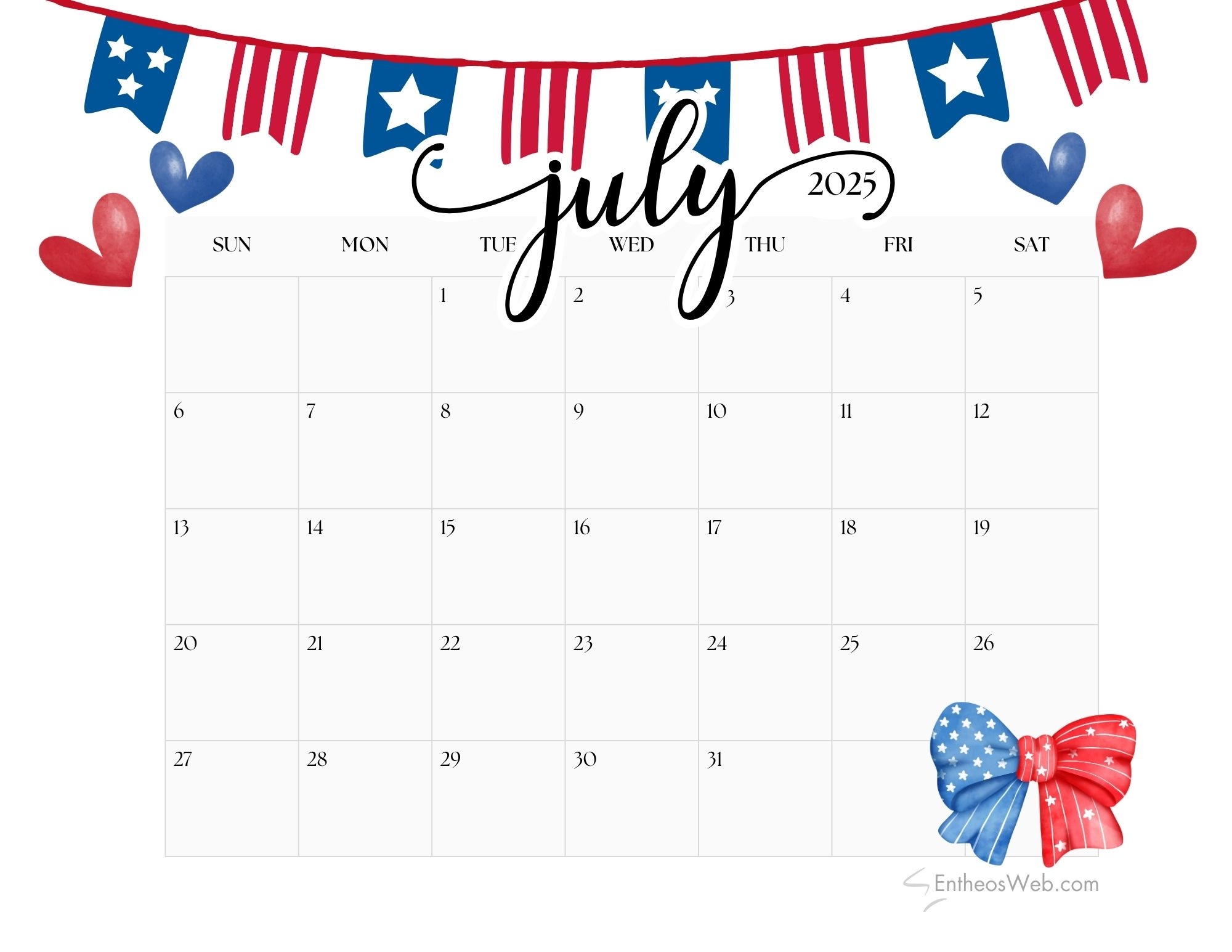 4 July 2025 Calendar