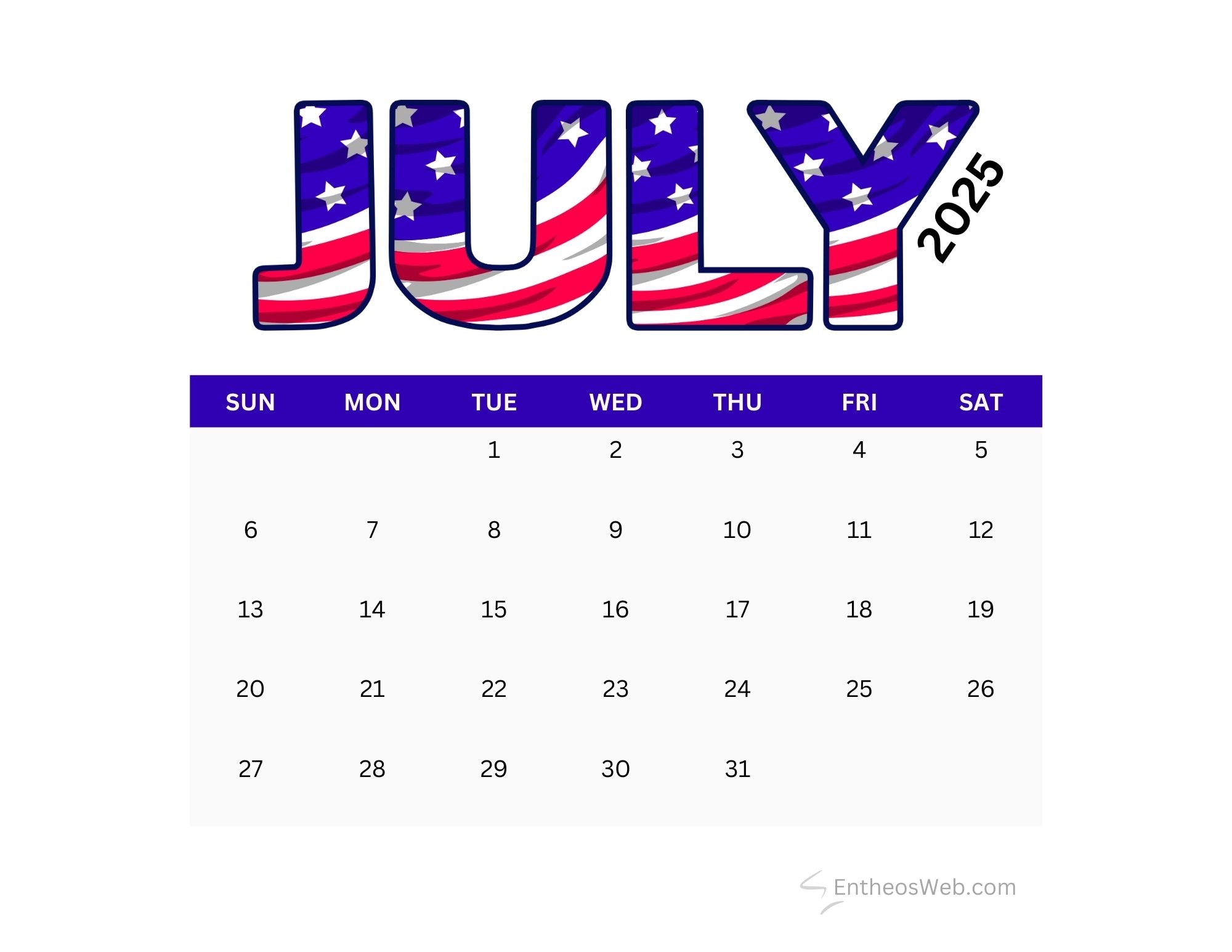 4 Of July 2025 Calendar