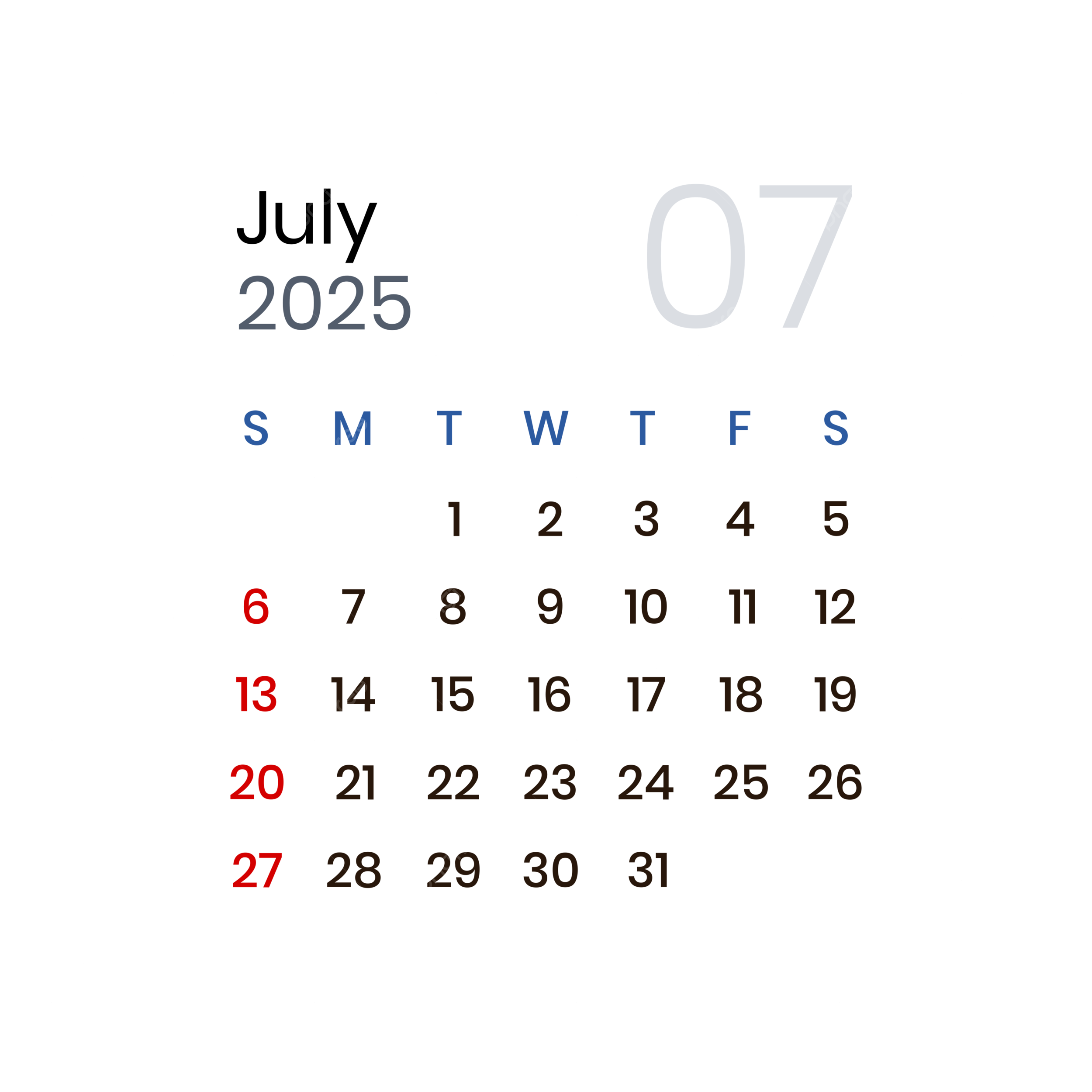 July 2025 PNG Transparent Images Free Download Vector Files Pngtree