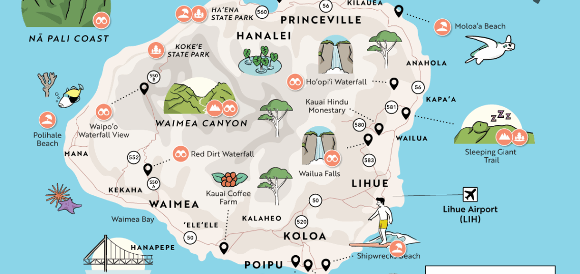 Kauai Maps Top Attractions Regions U0026 Points Of Interest