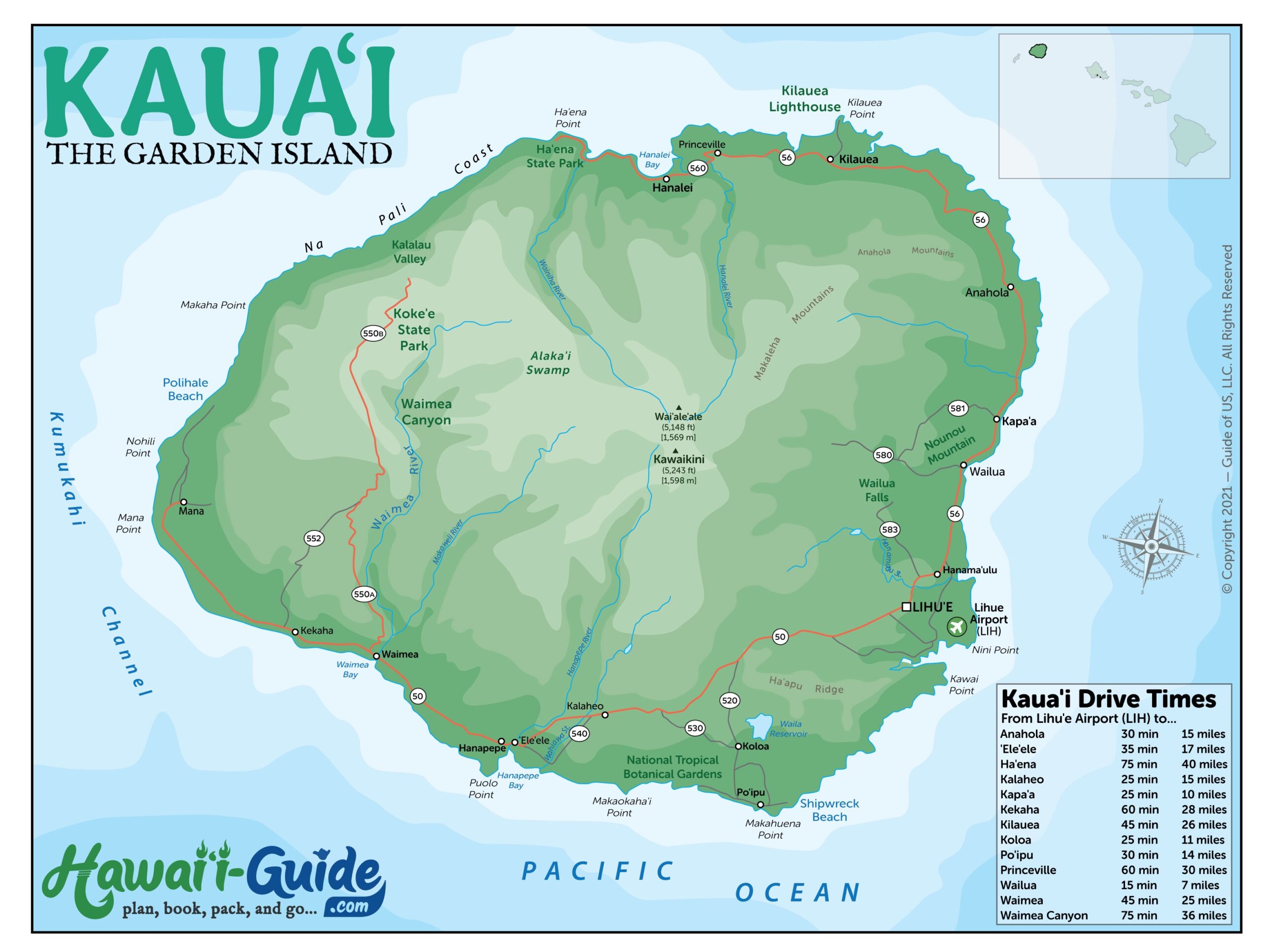 Kauai Maps Updated Travel Map Packet Printable Map HawaiiGuide