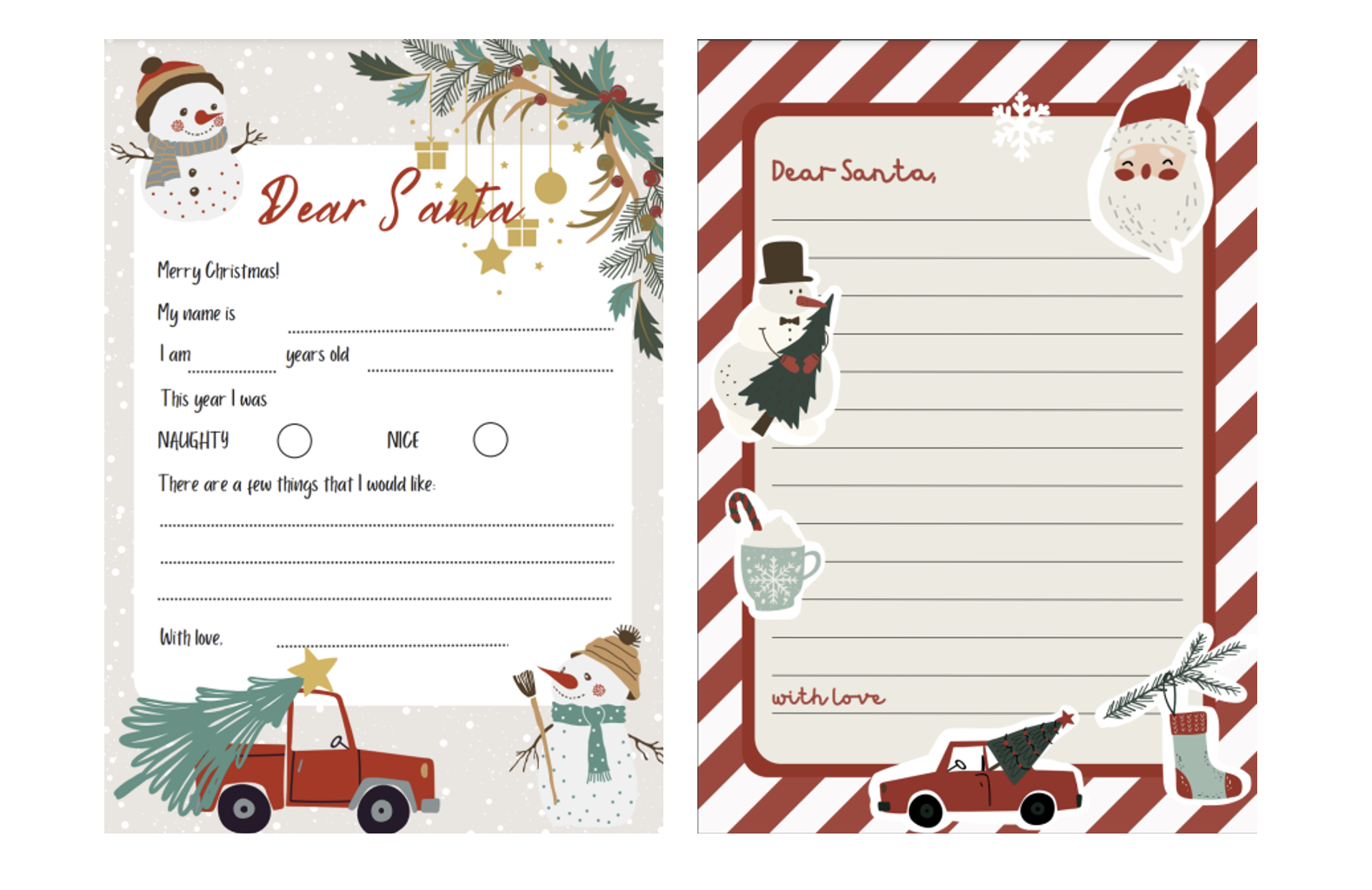 Kids Christmas Activities FREE Printable Letter To Santa Templates