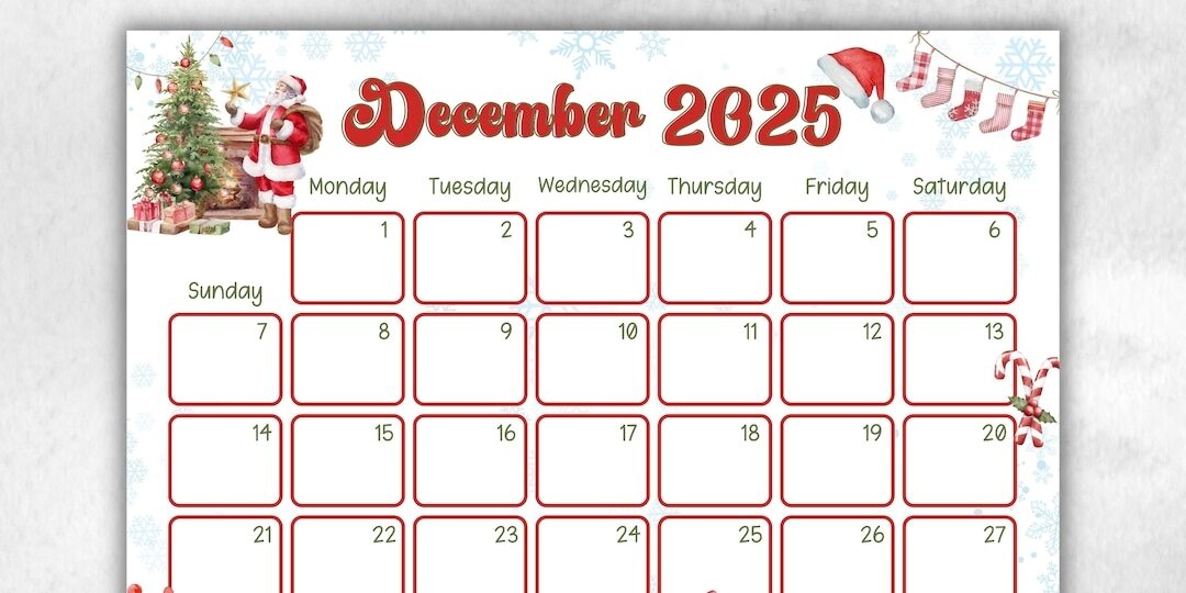 Kids December 2025 Calendar Printable 2025 Calendar Homeschool Preschool Calendar Board Children s Monthly Christmas Advent Calendar Etsy Australia