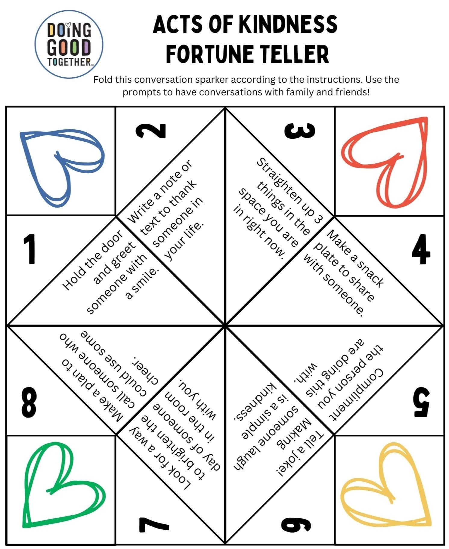 Kindness Fortune Tellers Free Printables For Kids Doing Good Together  Kindness Fortune Tellers Free Printables For Kids Doing Good Together