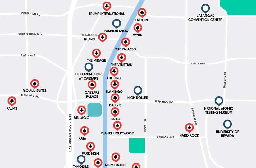 Las Vegas Strip Map Las Vegas Maps VegasJourney Worksheets Library