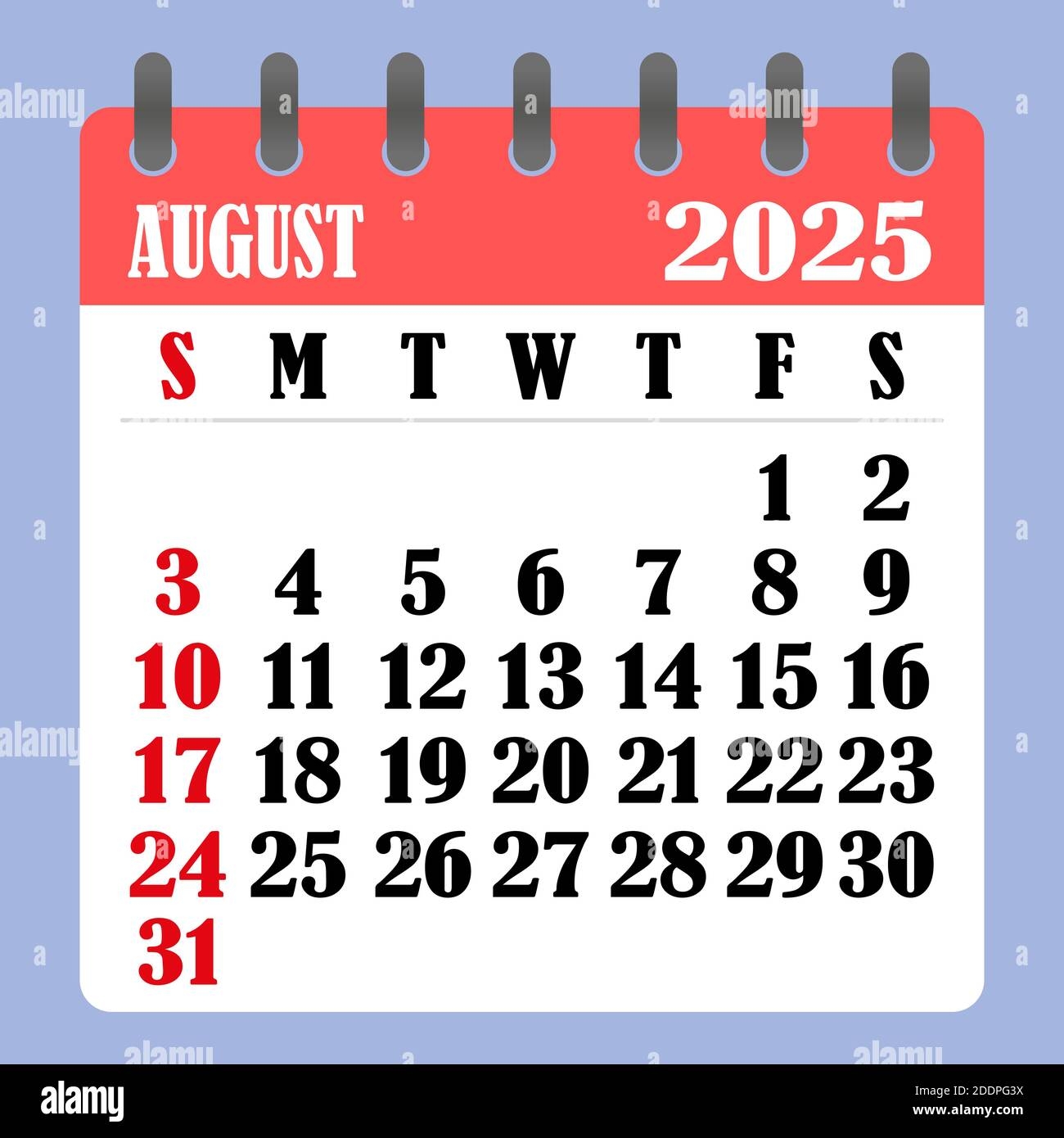 Letter Calendar For August 2025 The Week Begins On Sunday Time 