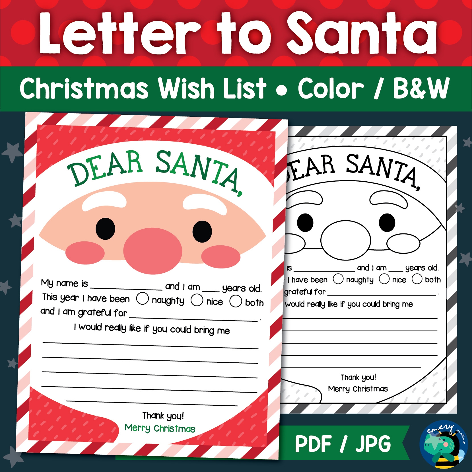 Santa List Template Printable Free