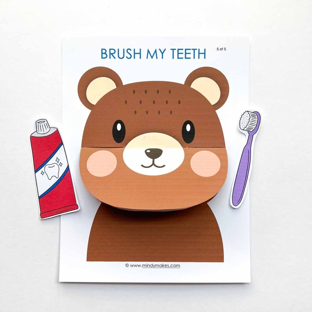 Lift a Flap Tooth Brushing Activity For Preschoolers Free Printable MindyMakes