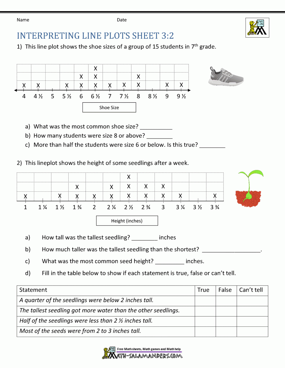 Free Printable Line Plot Worksheets