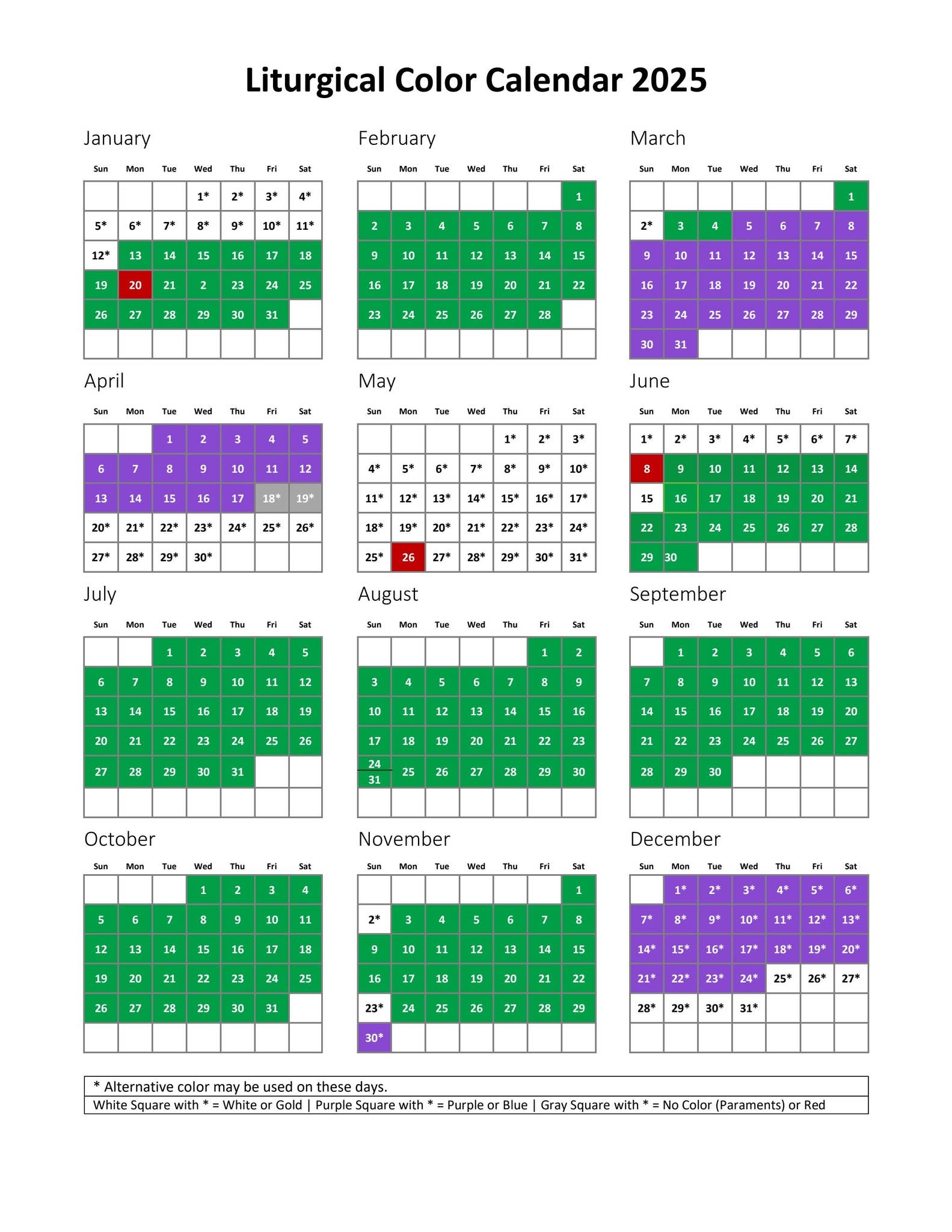 Liturigcal Color Calendar 2025 By United Methodist Publishing 