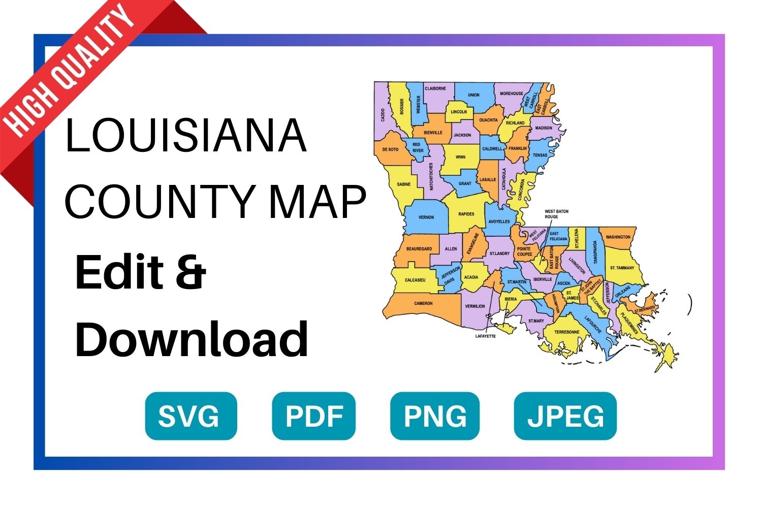 Louisiana County Map Editable U0026 Printable State County Maps