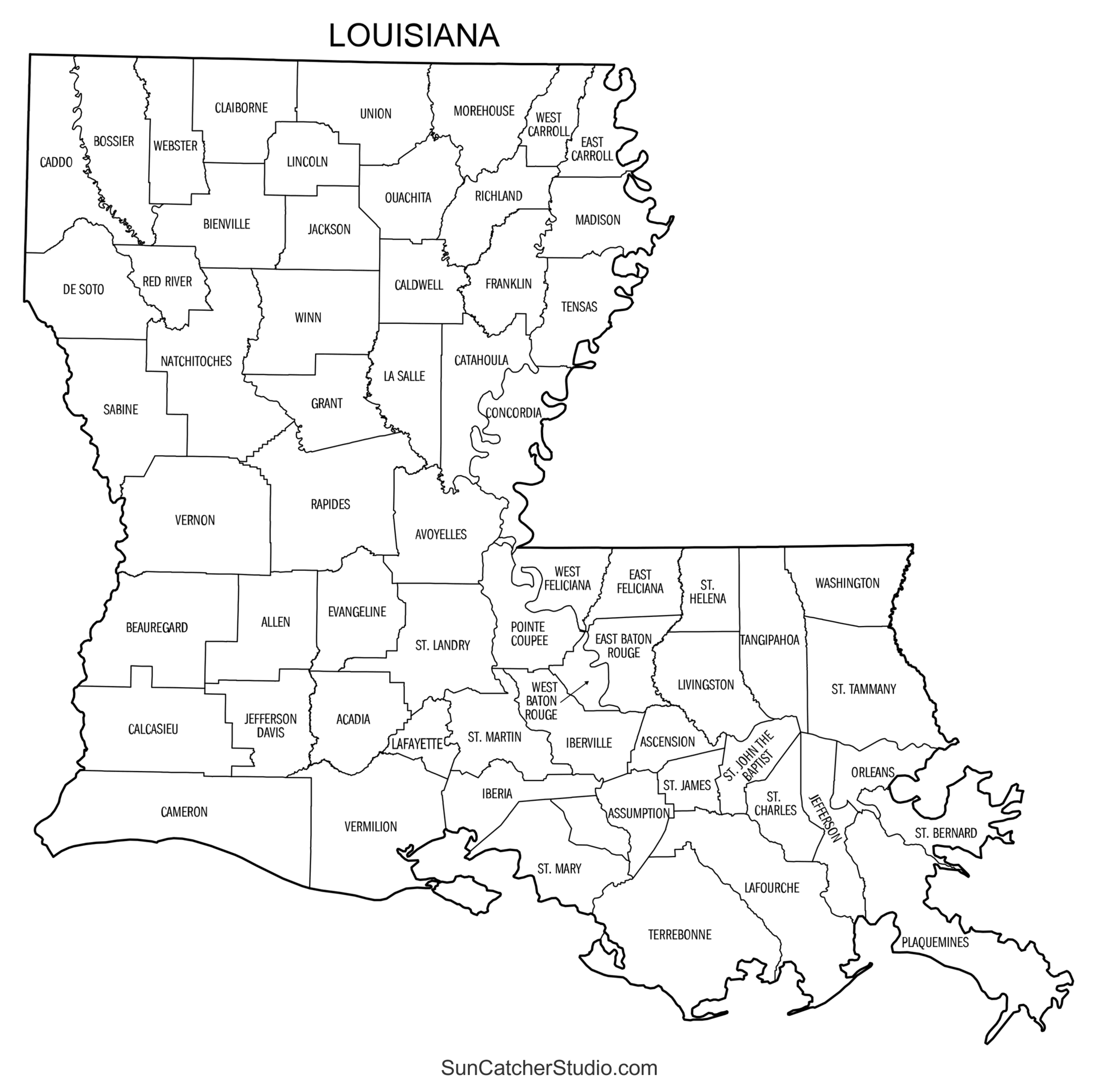 Louisiana County Map Printable State Map With County Lines Free Printables Monograms Design Tools Patterns U0026 DIY Projects