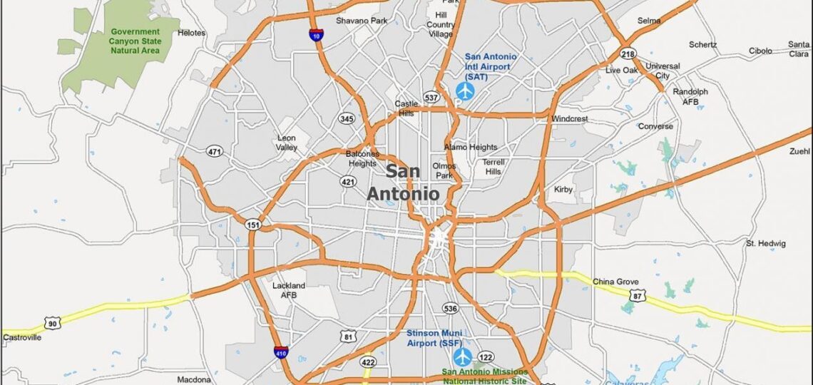 Map Of San Antonio Texas GIS Geography