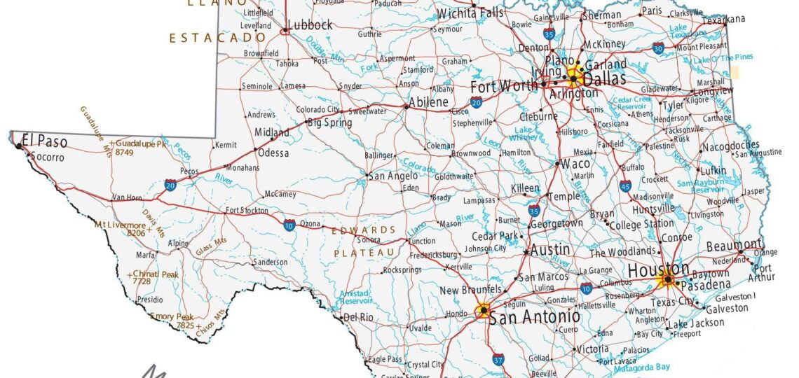 Map Of Texas Cities And Roads GIS Geography