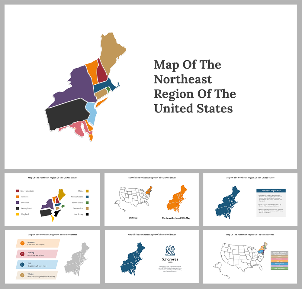 Map Of The Northeast Region Of The US Google Slides Themes