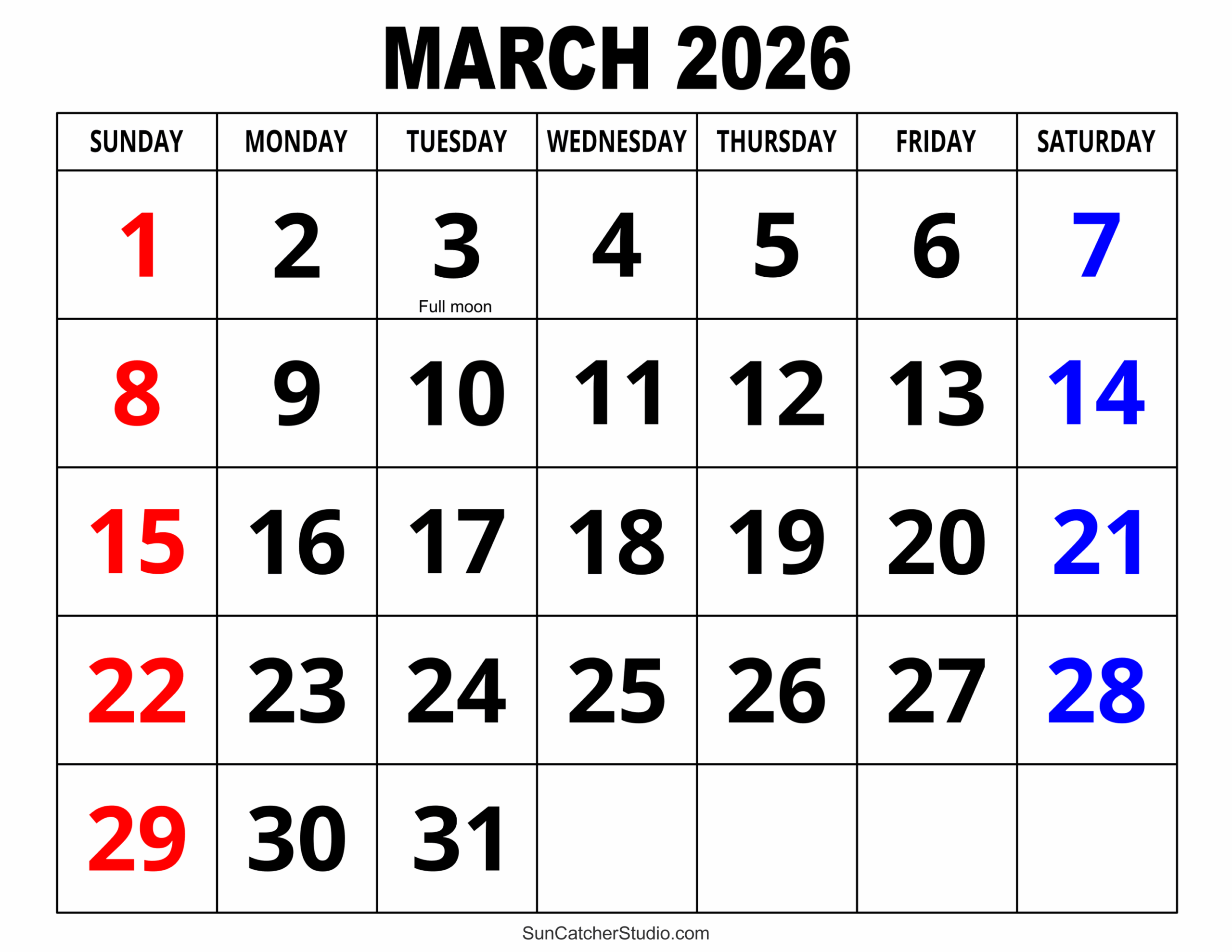 March 2026 Calendar Free Printable Free Printables Monograms Design Tools Patterns U0026 DIY Projects