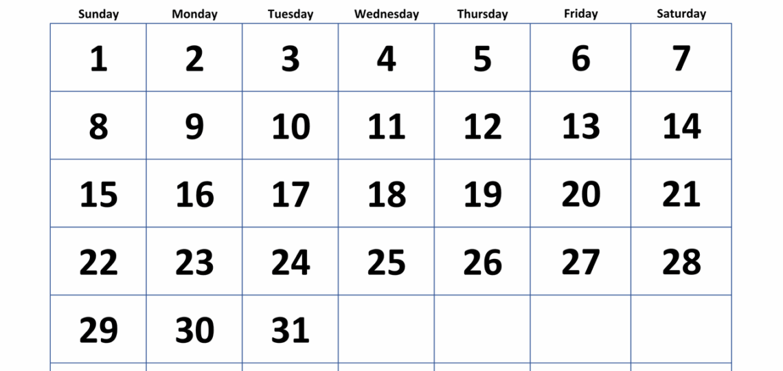March 2026 Calendar With Extra large Dates WikiDates