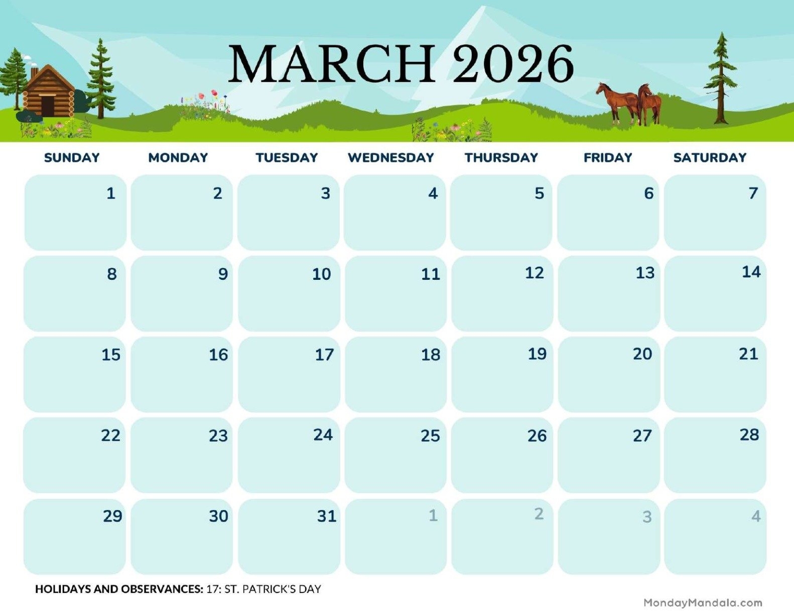 March 2026 Calendars Free PDF Printables March 2026 Calendars Free PDF Printables