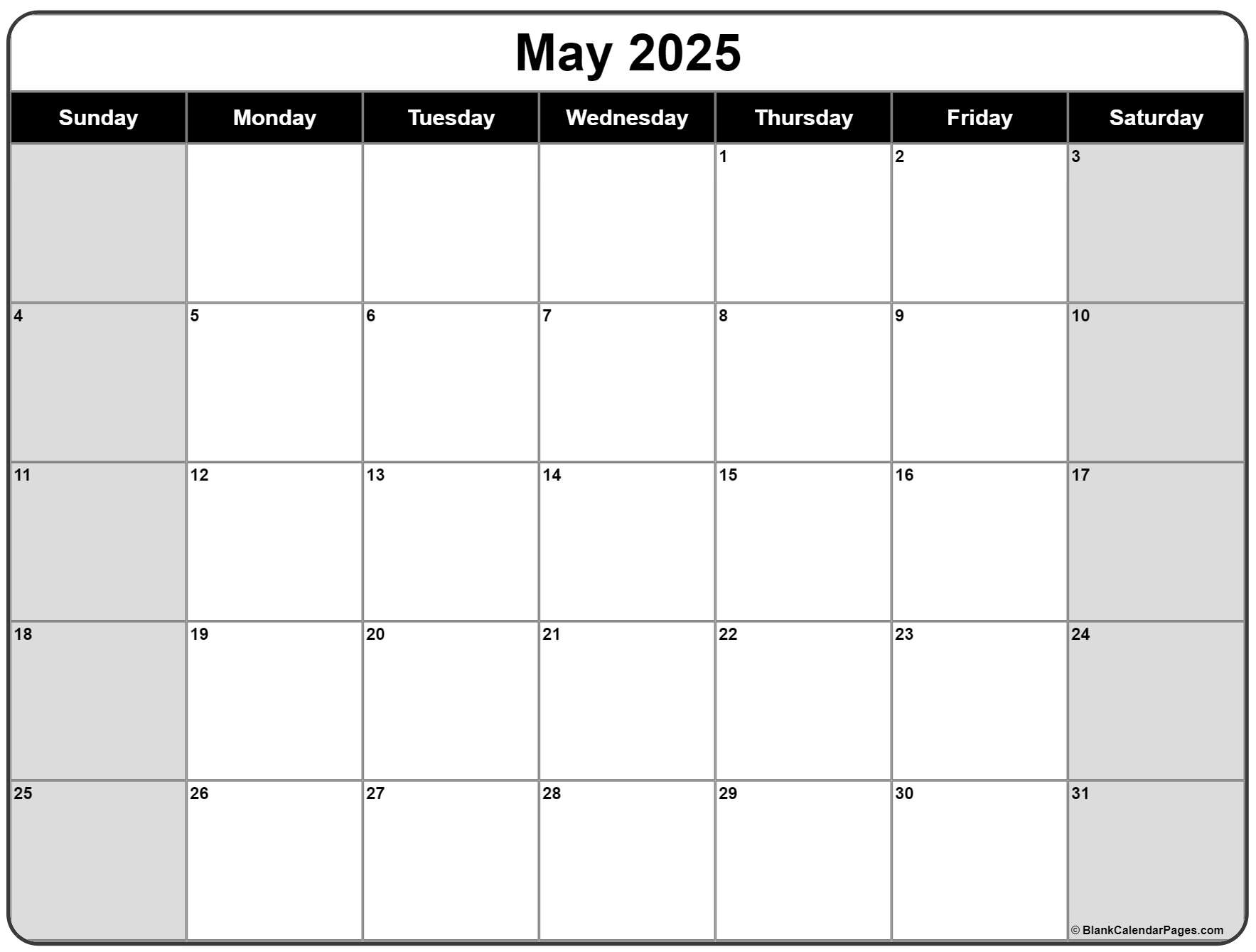 May 2025 Calendar Free Printable Calendars