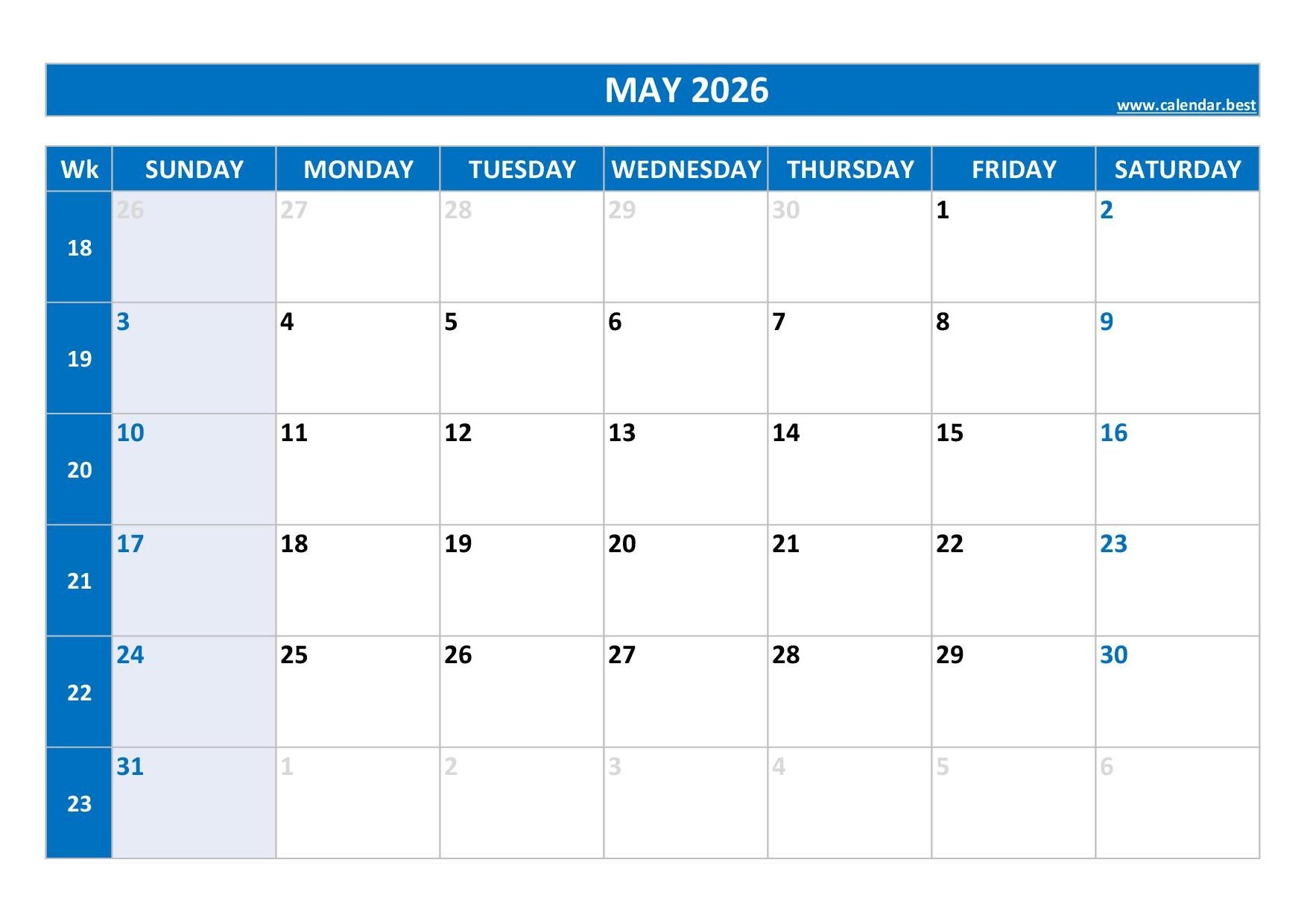 May 2026 Calendar Calendar best May 2026 Calendar Calendar best