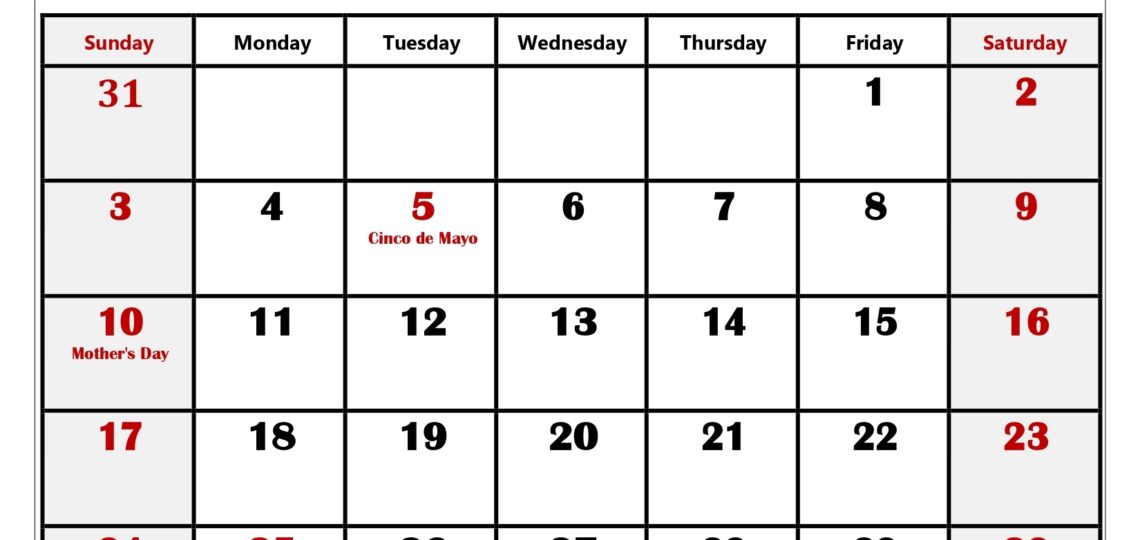 May 2026 Calendar Printable PDF With Holiday Templates Free