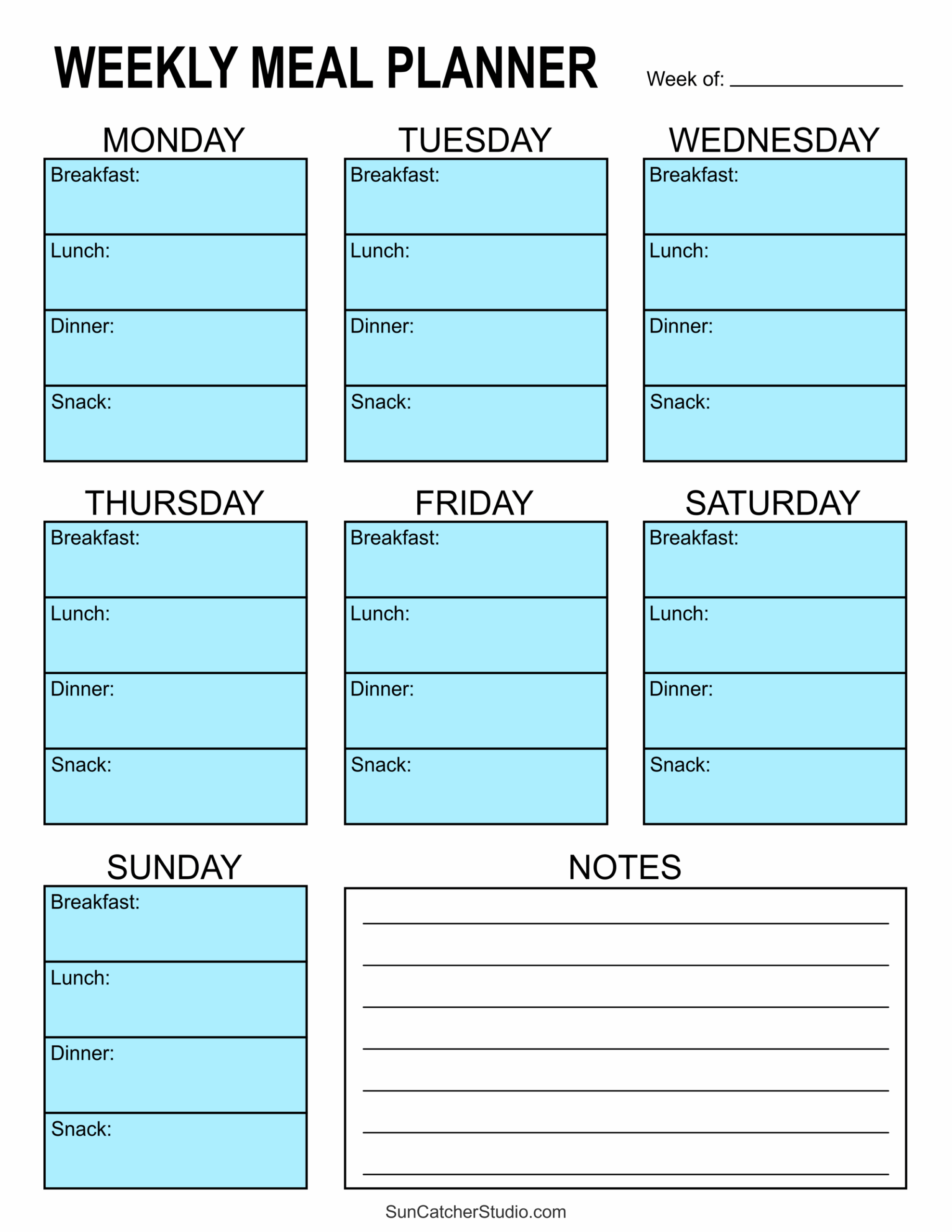 Meal Planners Printable Weekly Menu Templates PDF Free 