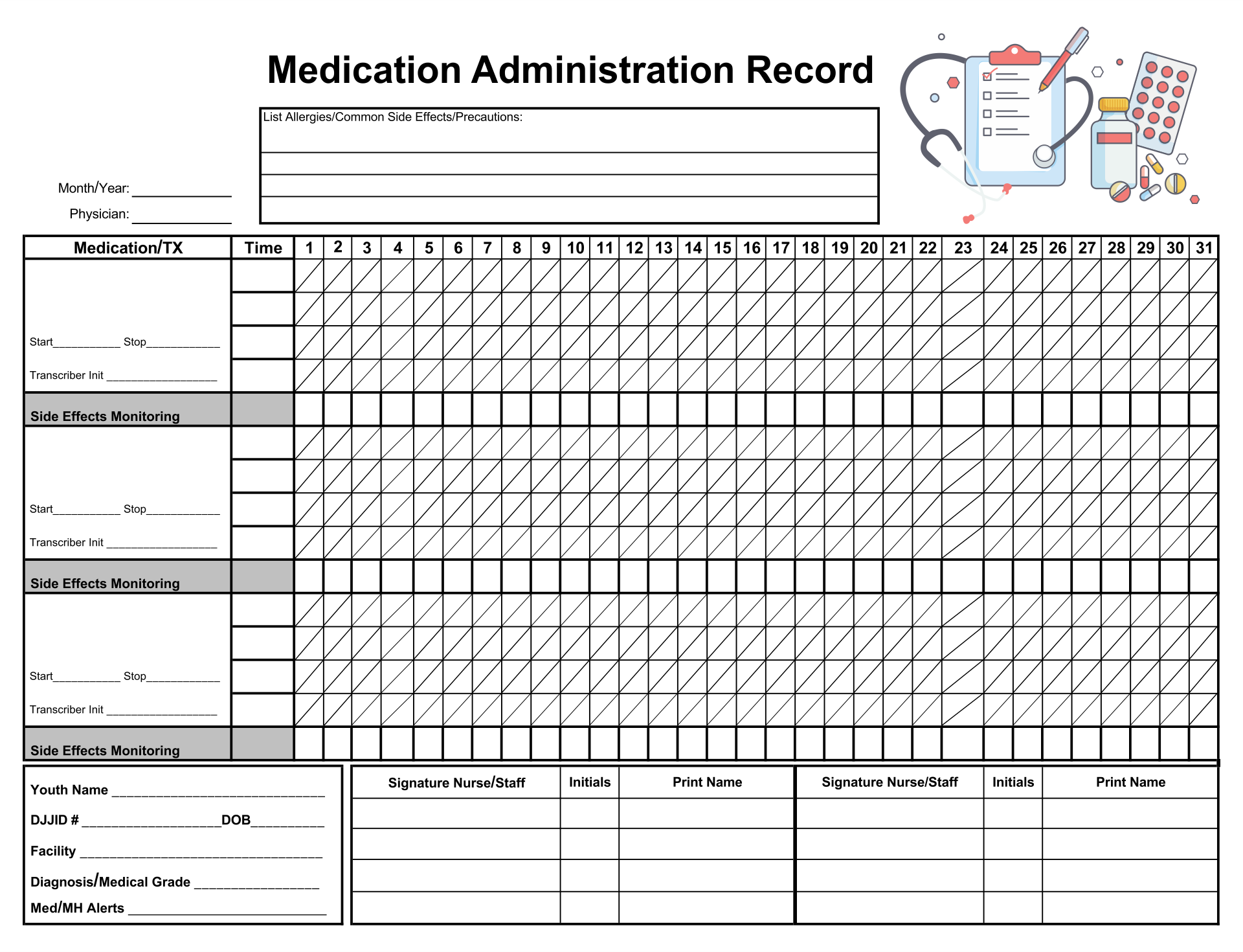 Medication Administration Record Template 10 Free PDF Printables Printablee