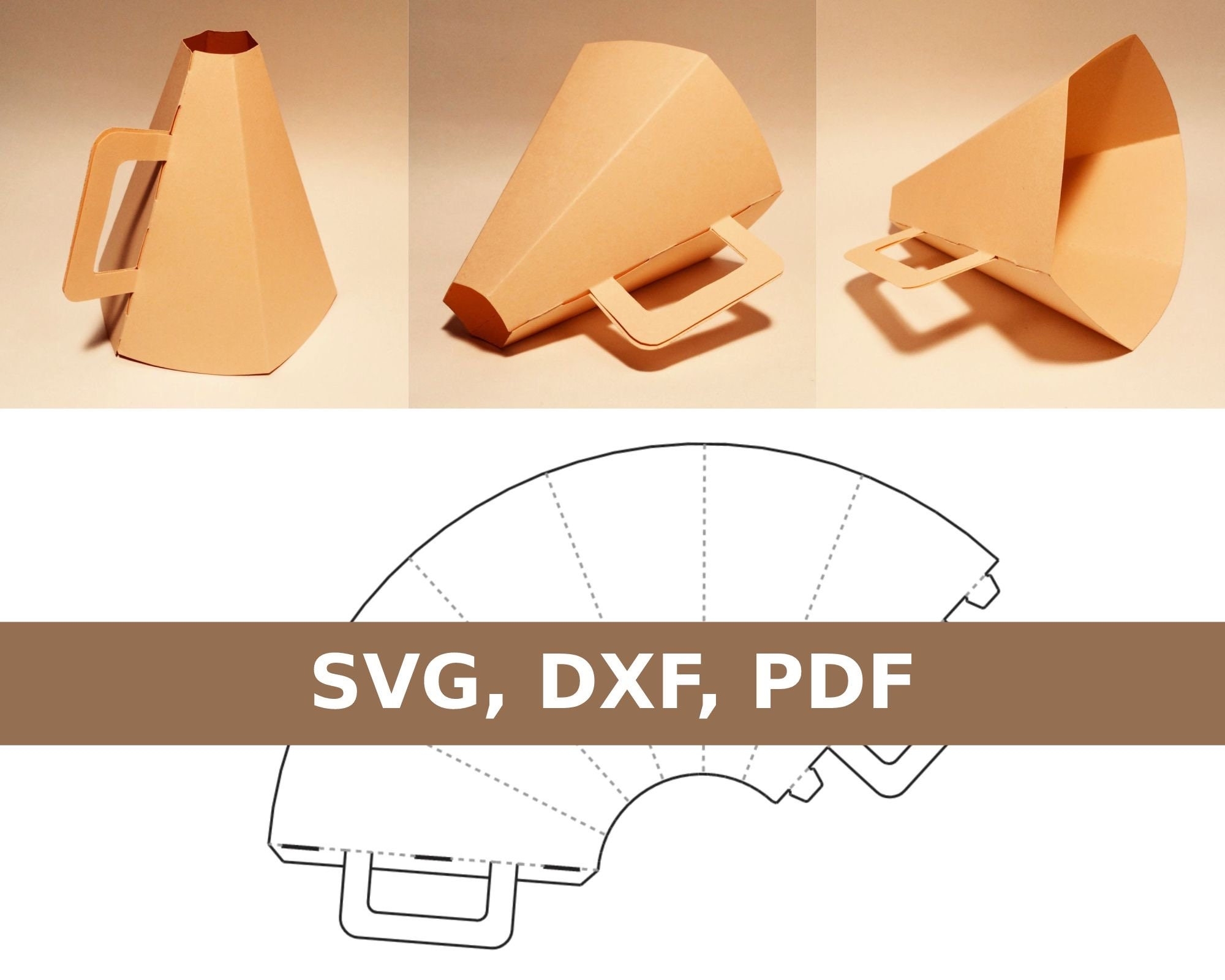 Megaphone Template Bull Horn Speaking Tube Bullhorn SVG DXF PDF Cricut Silhouette Etsy