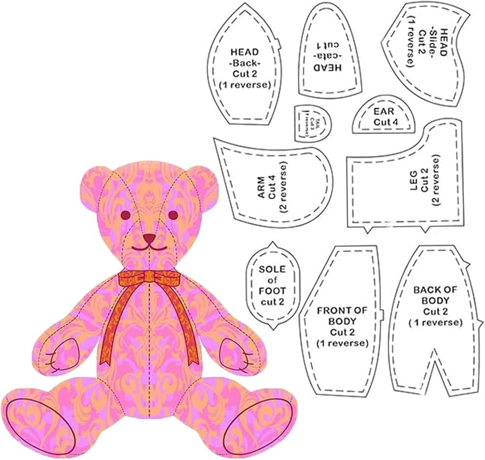 Memory Bear Template Ruler Set With Instructions Memory Bear Sewing Patterns Template Acrylic Template Quilting Cutting Set For Sewing Bear Pattern  Memory Bear Template Ruler Set With Instructions Memory Bear Sewing Patterns Template Acrylic Template Quilting Cutting Set For Sewing Bear Pattern