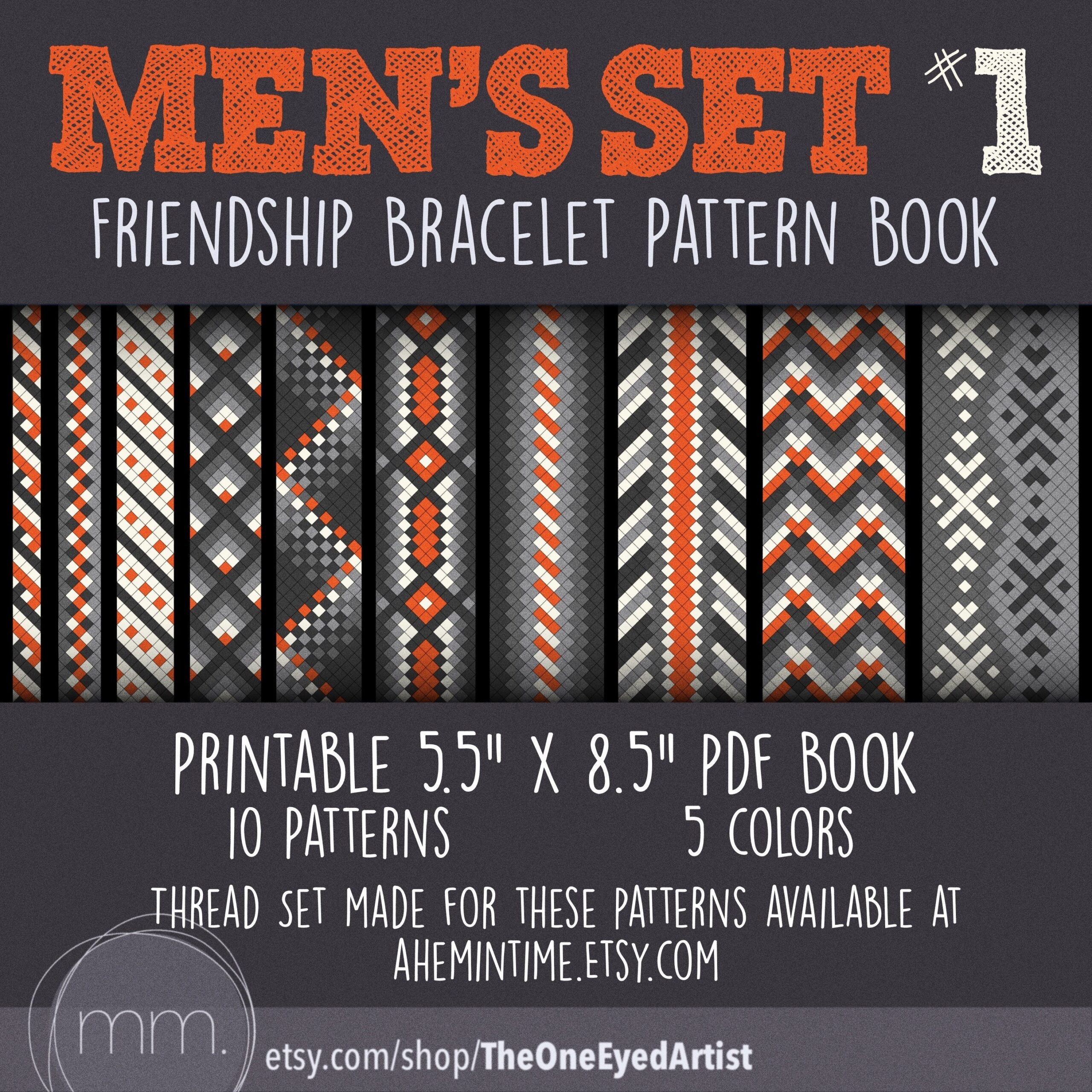 Men s Set 1 Friendship Bracelet Pattern Book Friendship Bracelet Kit Printable 5 5 x8 5 PDF Gifts For Men Etsy