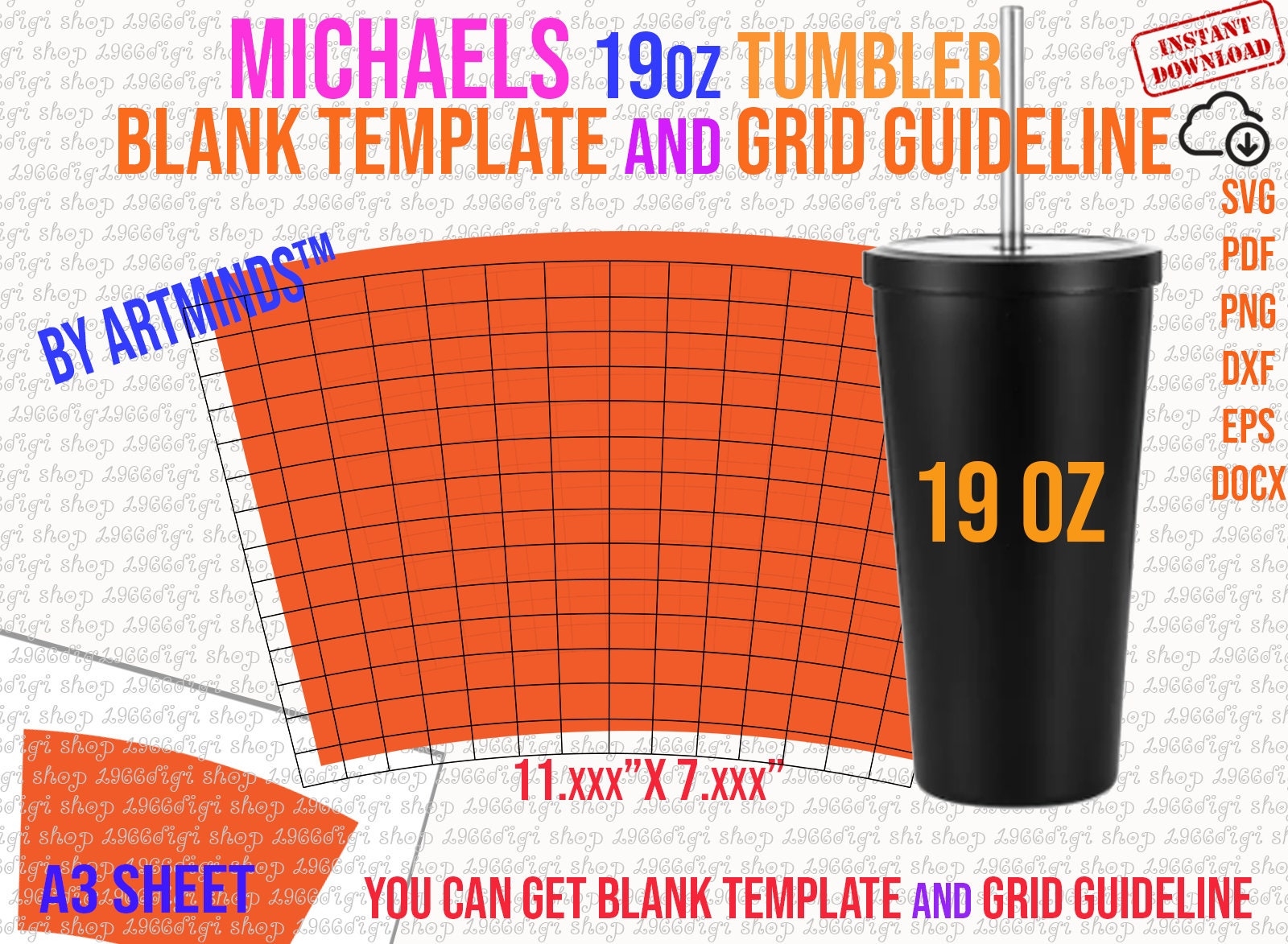 Michaels 19oz Tumbler Template Full Wrap For Tumbler 19oz Tumbler Sublimation Template For Michaels Tumbler Full Wrap SVG DXF EPS Fit 100 Etsy