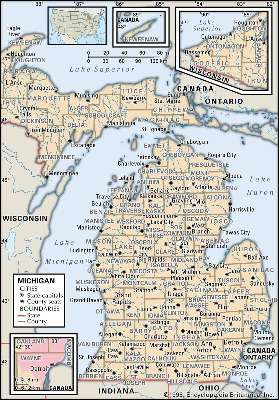 Printable Michigan Map With Cities Printable Michigan Map With Cities