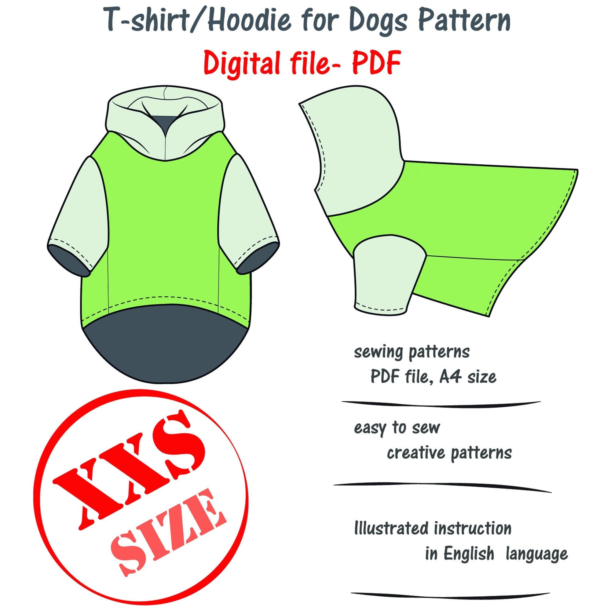 Miniature Dog Hoodie Sewing Pattern PDF Cat Hoodie Sewing Pdf Mini Dog Sweater Pattern Mini Dog Clothes PDF Mini Dog Sweatshirt Pdf Etsy