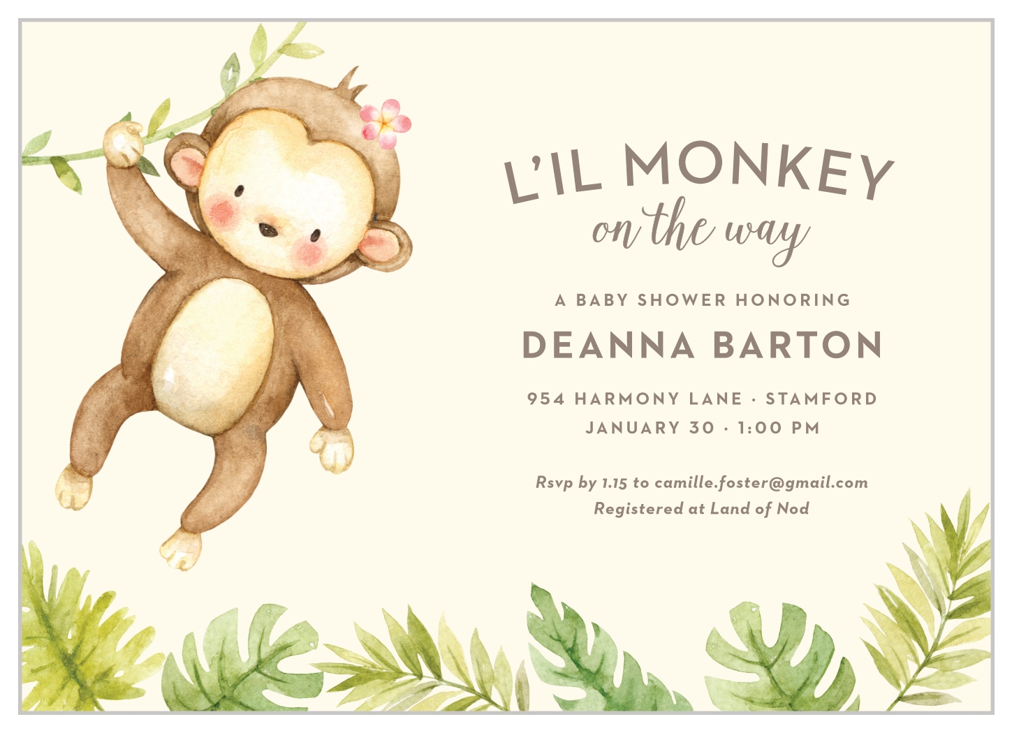 Monkey Tree Baby Shower Invitations By Basic Invite