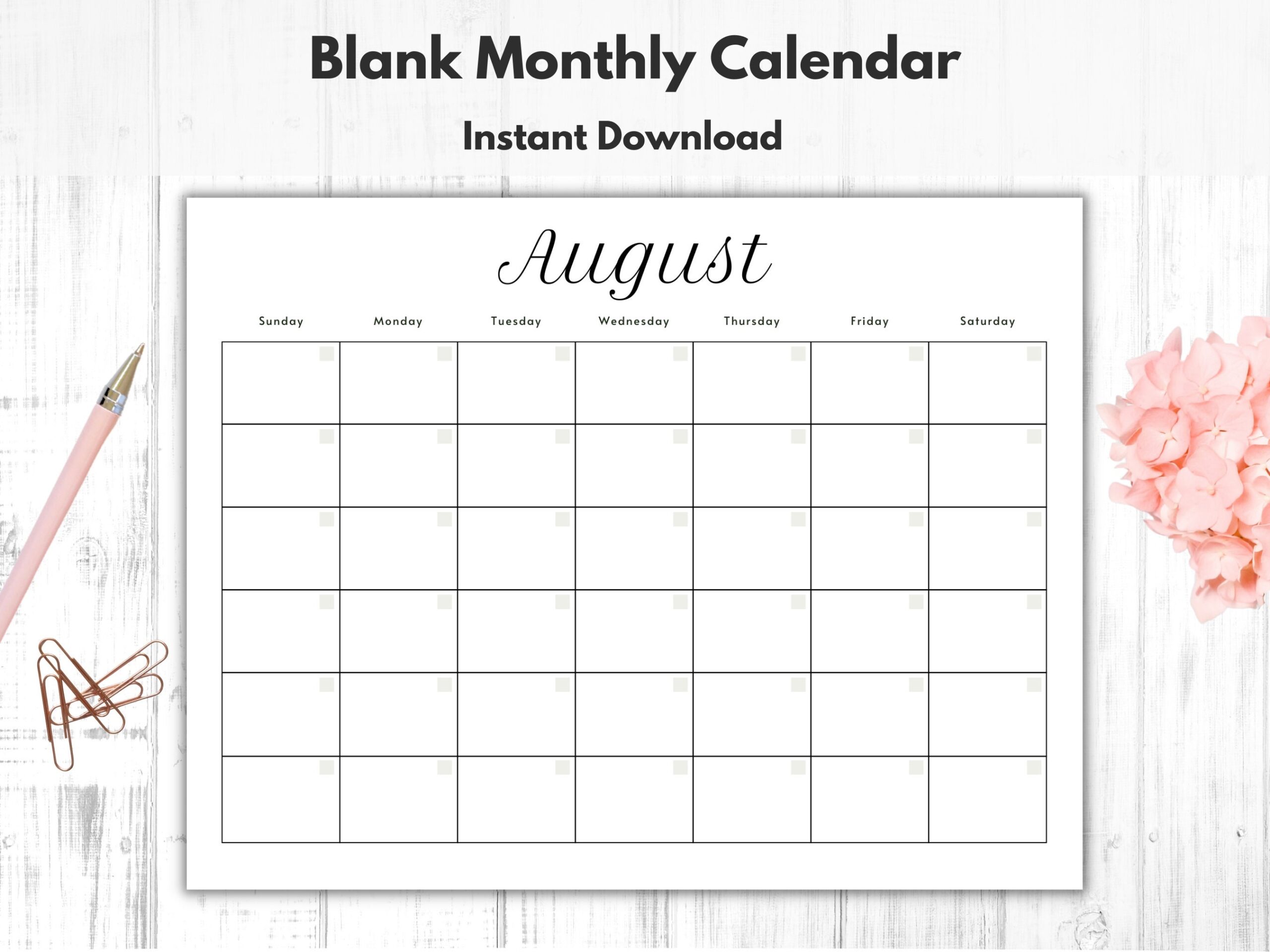 Blank Printable Month Calendar Blank Printable Month Calendar