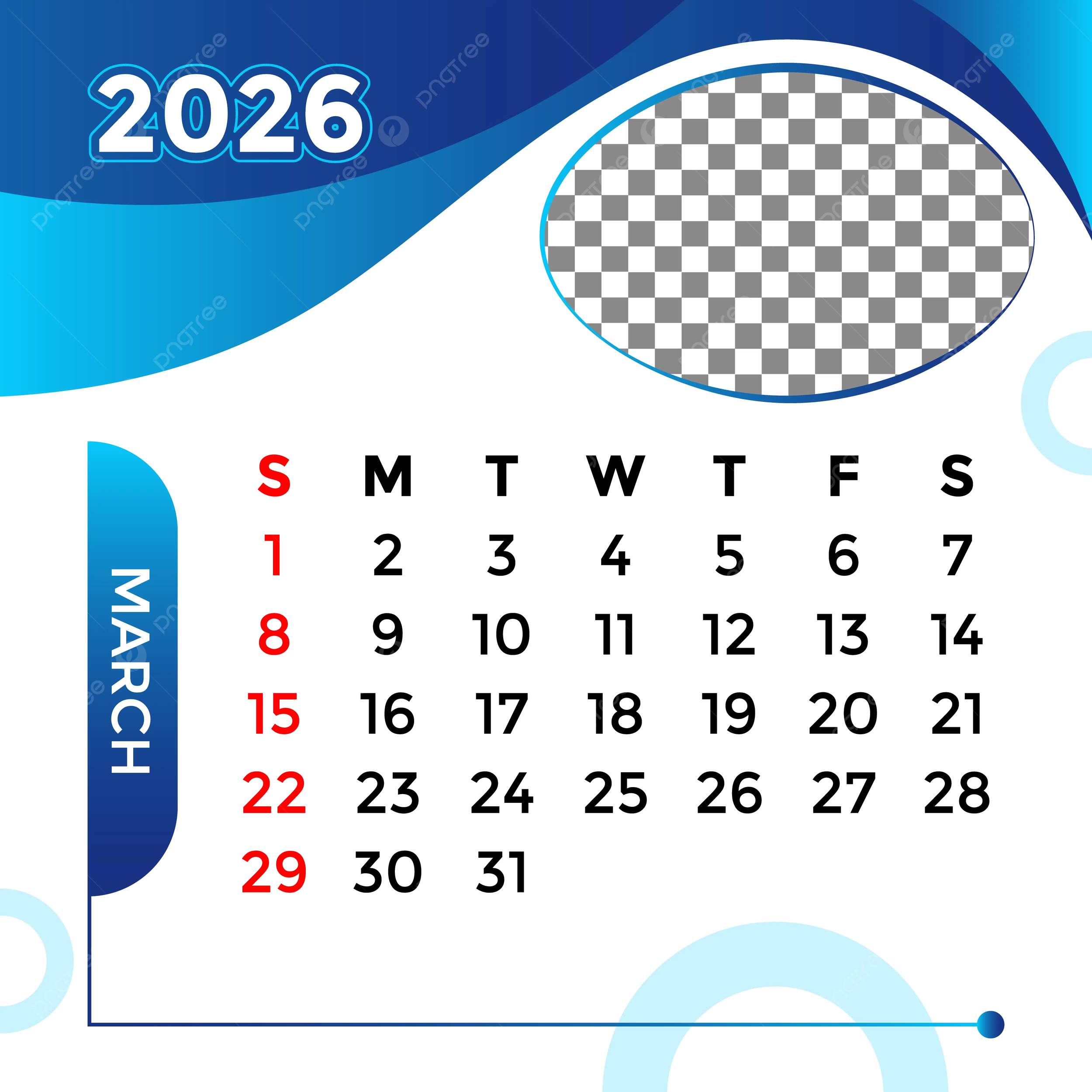 Monthly Calendar 2026 March Month Vector Template Download On Pngtree