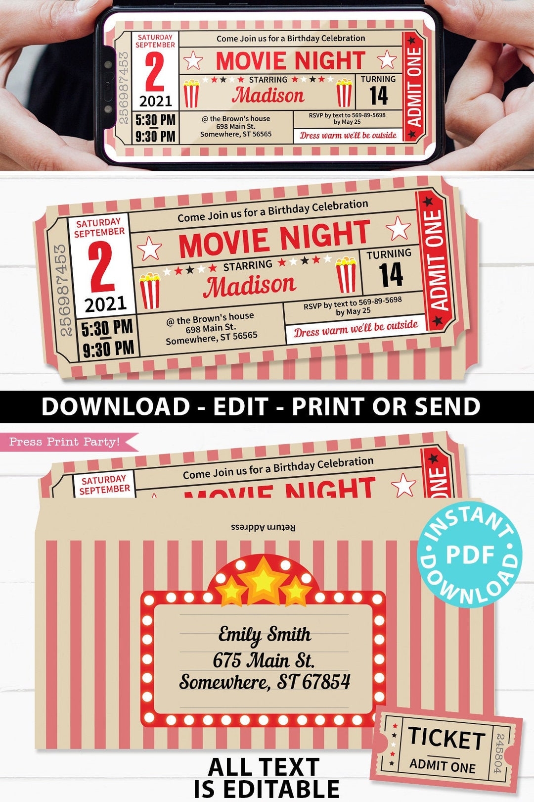 Movie Night Invitation Printables RED Vintage Ticket Movie Ticket Stub Invite Movie Ticket Template Birthday Party INSTANT DOWNLOAD Etsy Movie Night Invitation Printables RED Vintage Ticket Movie Ticket Stub Invite Movie Ticket Template Birthday Party INSTANT DOWNLOAD Etsy