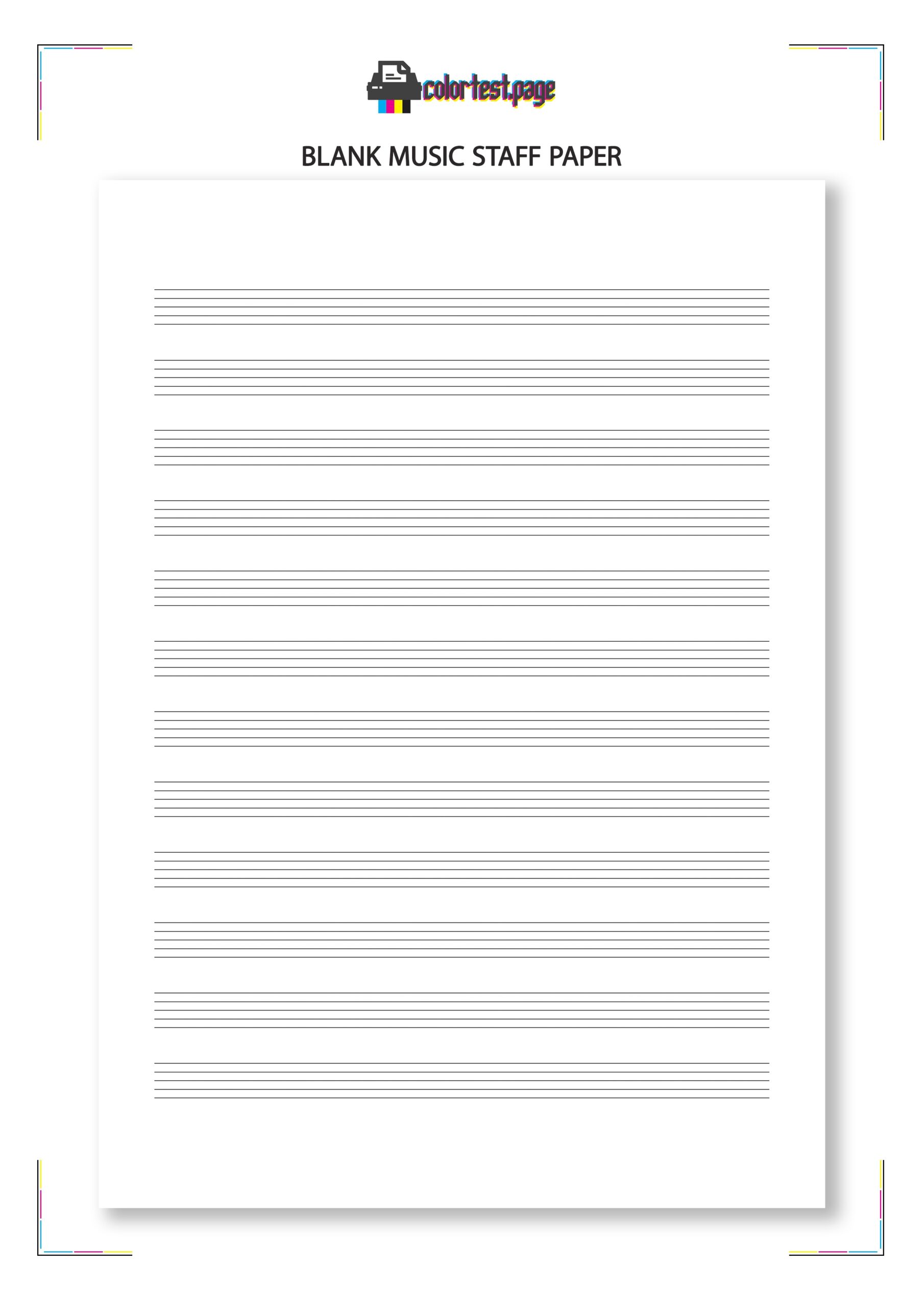 Music Staff Paper PDF Color Test Page Music Staff Paper PDF Color Test Page