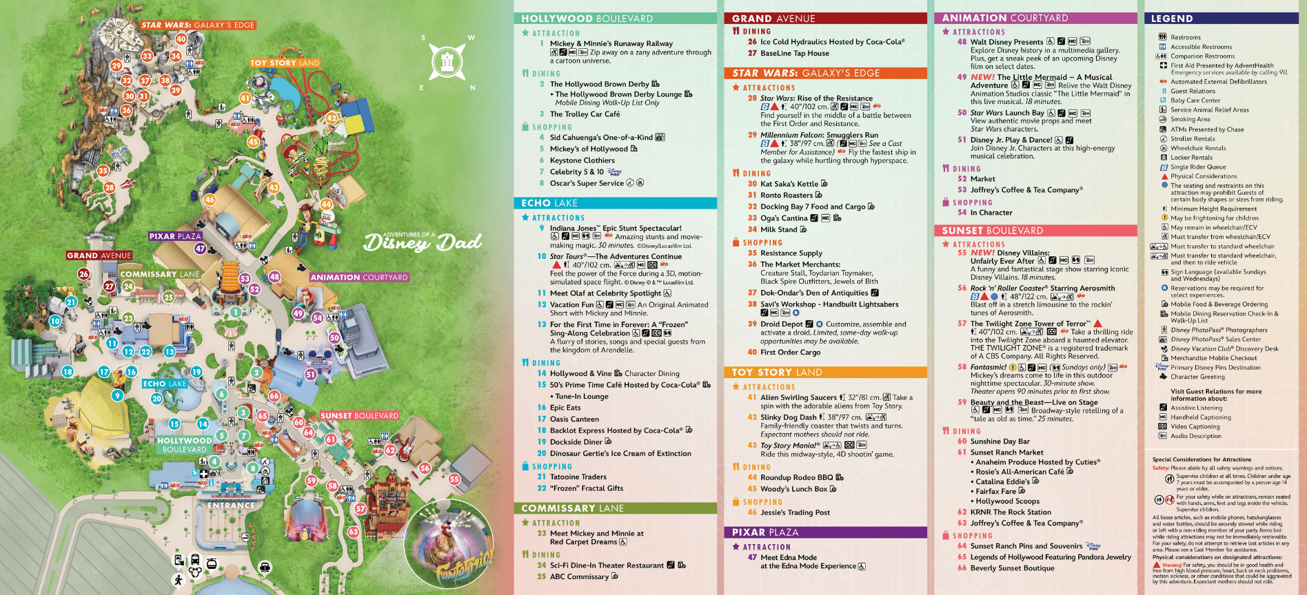 NEW Disney s Hollywood Studios Park Map Without Muppets Courtyard 