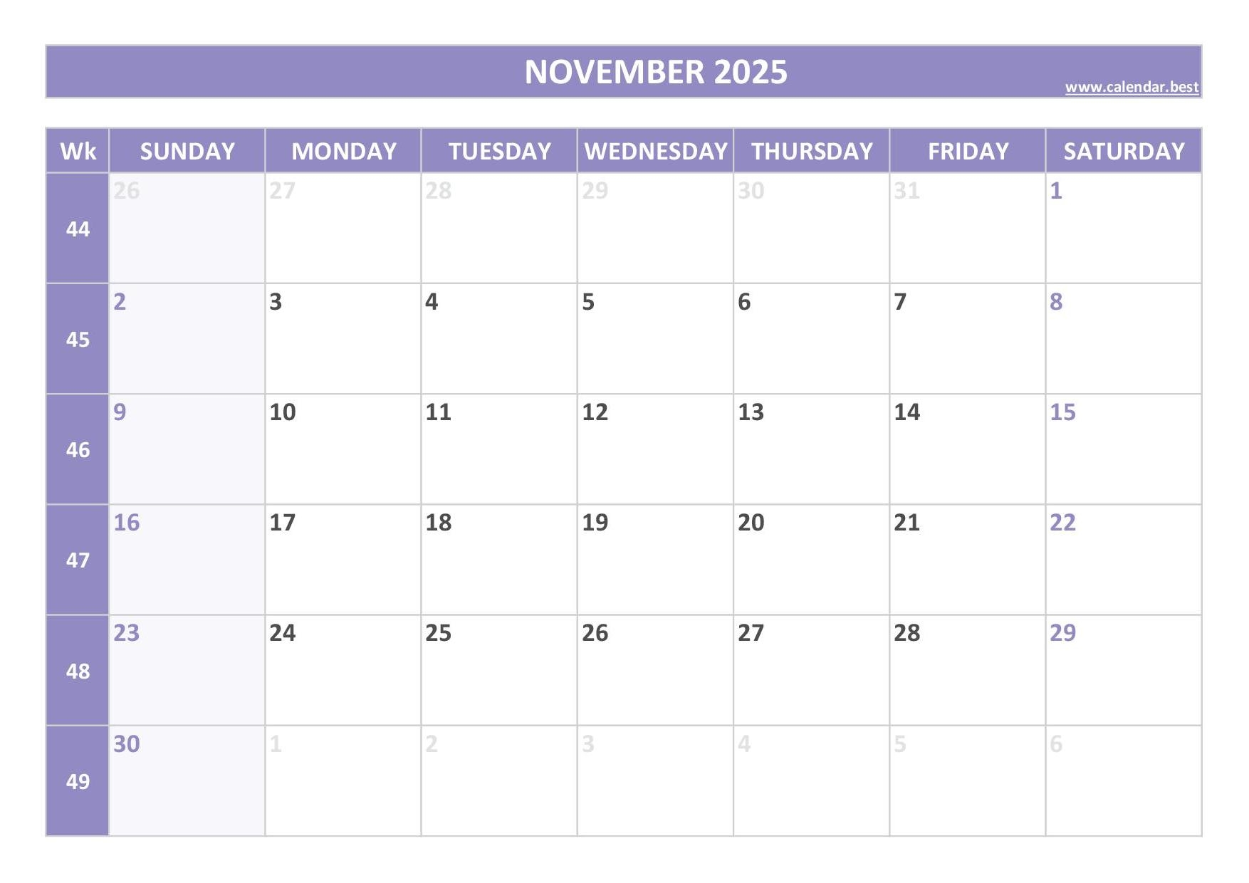 November 2025 Calendar Calendar best November 2025 Calendar Calendar best