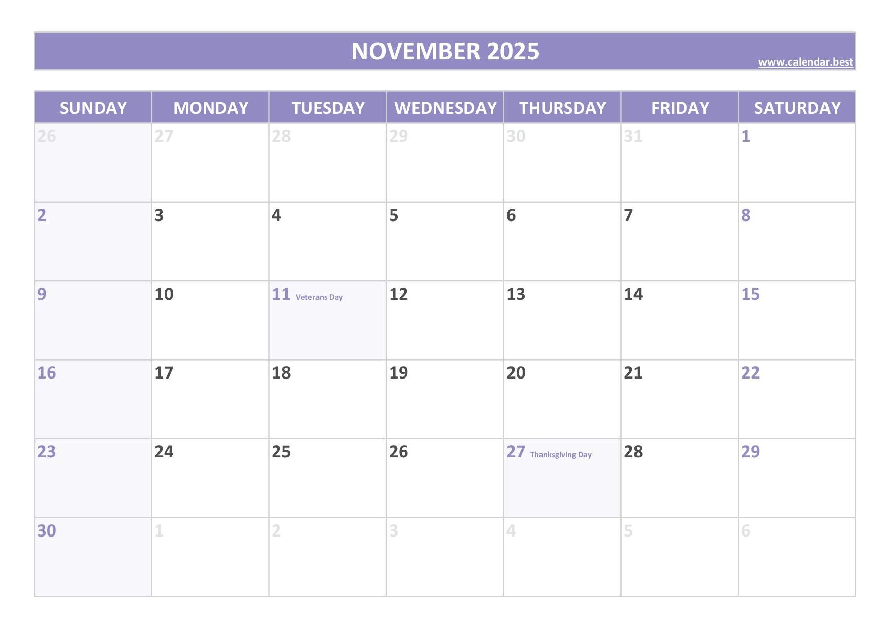 November 2025 Calendar Calendar best November 2025 Calendar Calendar best
