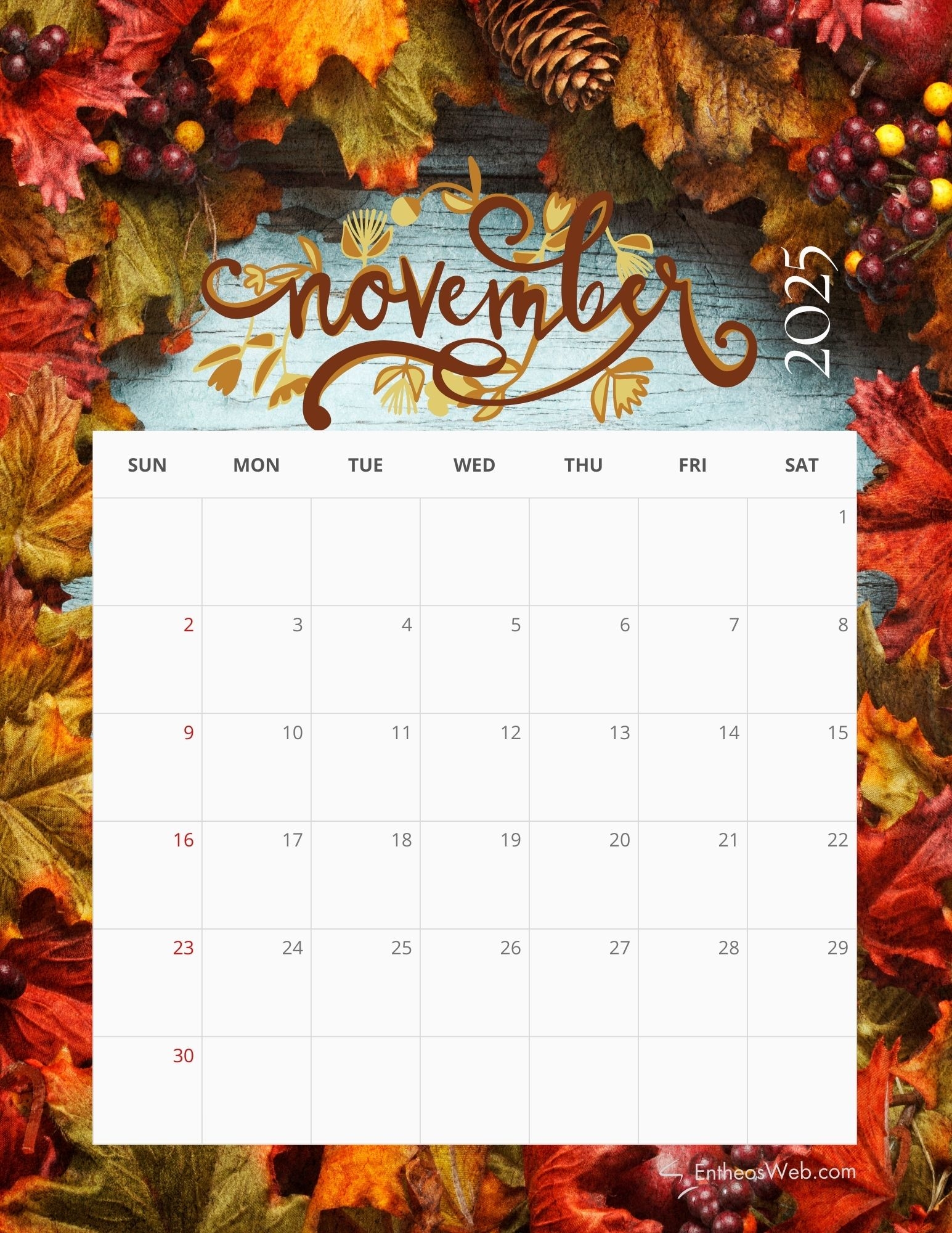 November 2025 Calendar Printables EntheosWeb November 2025 Calendar Printables EntheosWeb