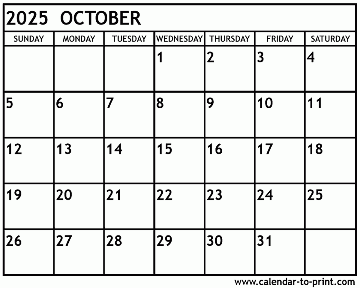 Calendar 2025 October To December