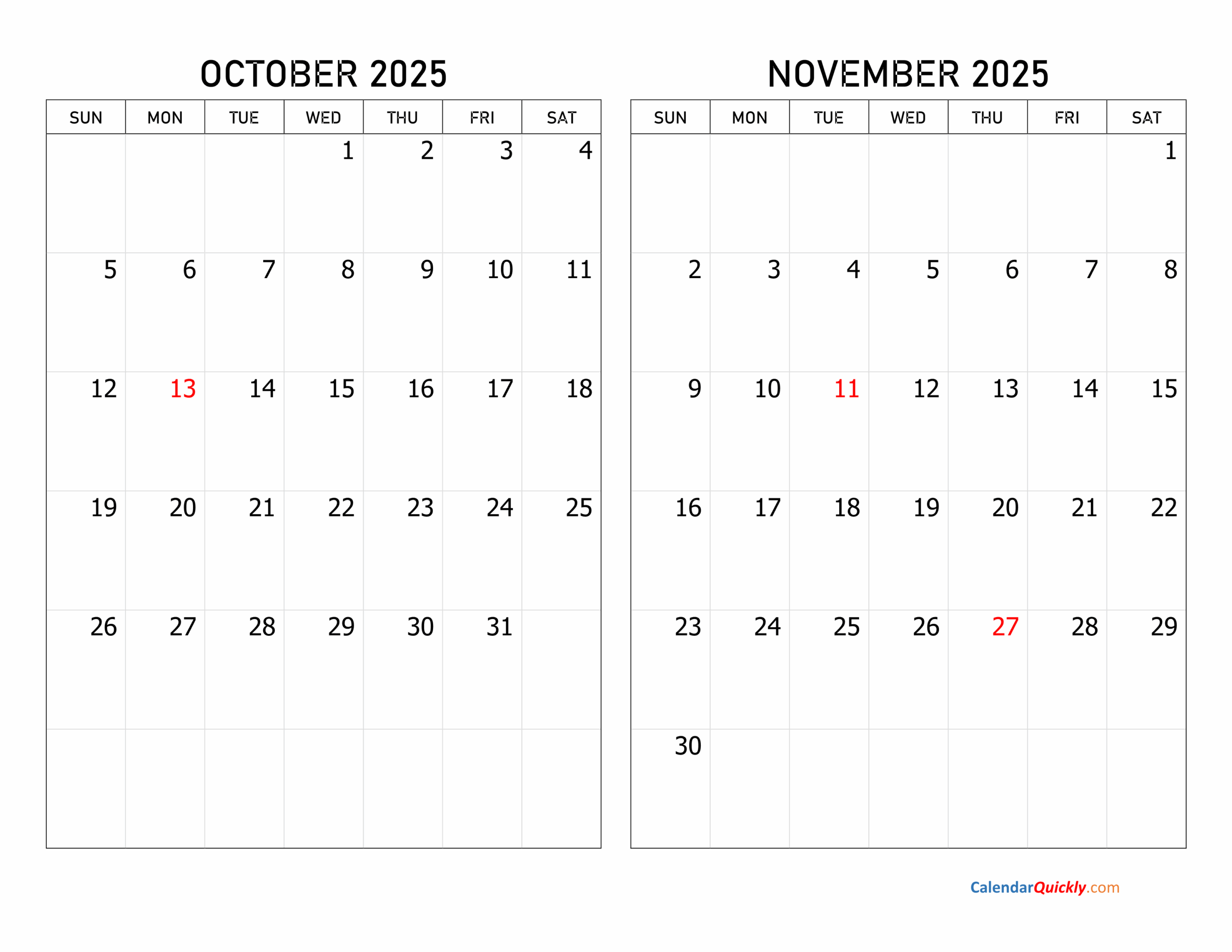 October And November 2025 Calendar Calendar Quickly October And November 2025 Calendar Calendar Quickly