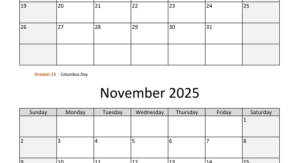 October And November 2025 Calendar WikiDates
